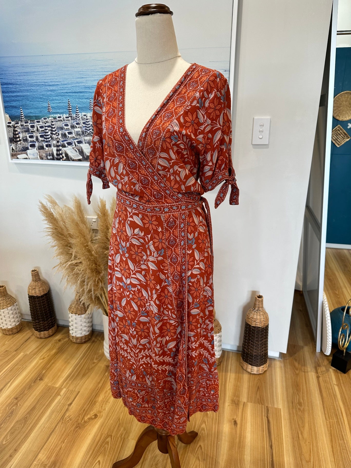 Arnhem - Wrap Dress - Size 10 - Red / Orange