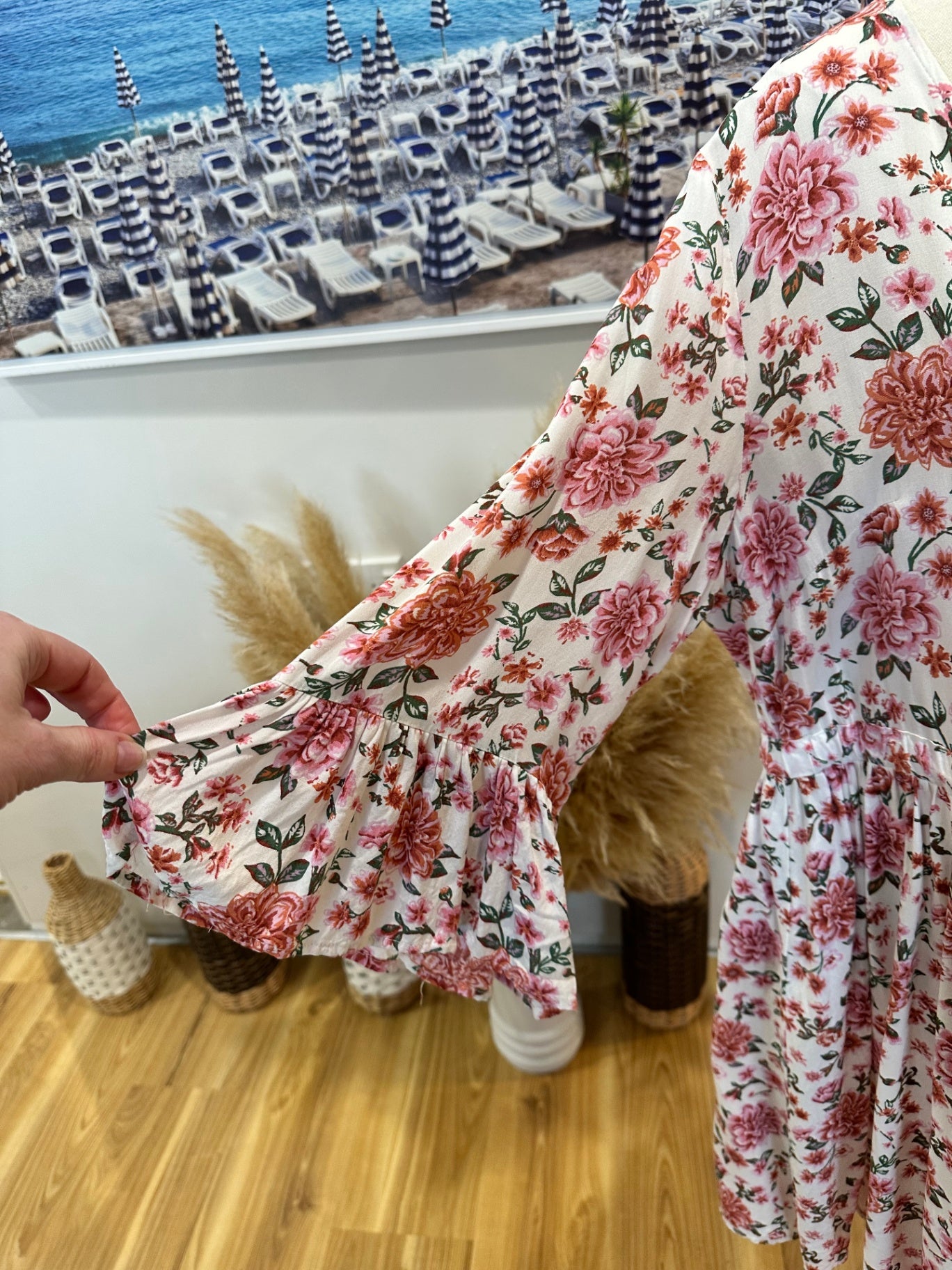 Dreamcatcher - Dress - Size 12 - Pink and white with floral pattern