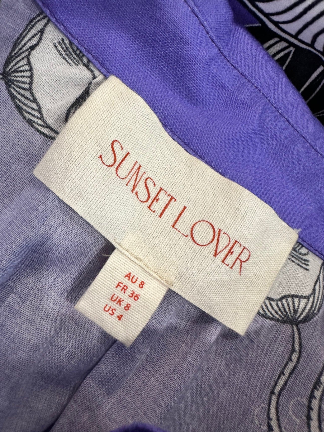 Sunset Lover - Shirt - Size 8 - 70% Cotton + 30% Silk - RRP $405AUD