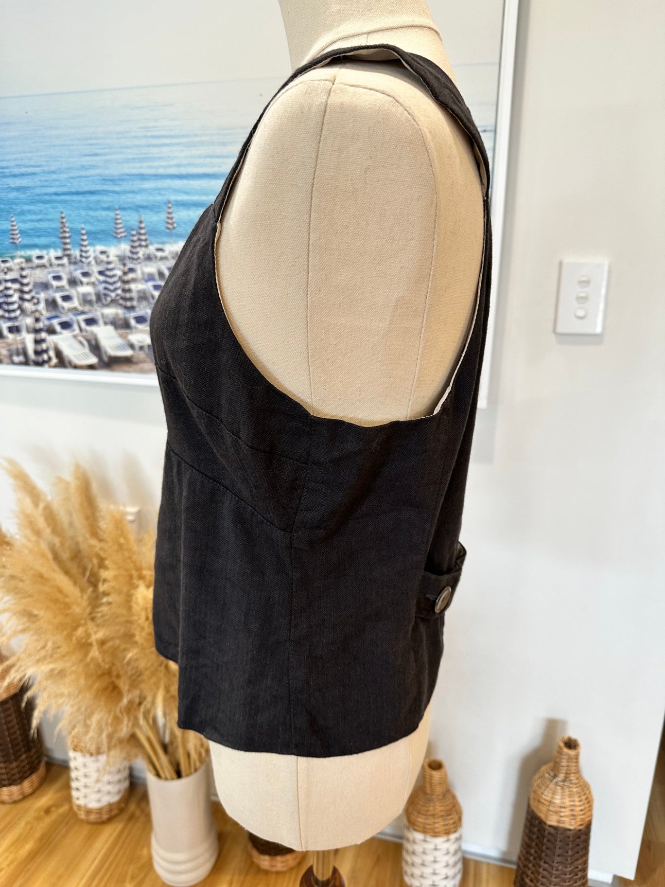 Starfish - Made in New Zealand - Waistcoat - Size 12 - Grey - 55% Linen + 45% Wool