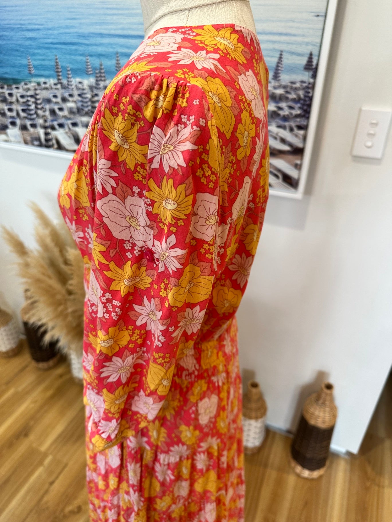 Jaase - Maxi Dress - Small - Pink, Yellow, Orange