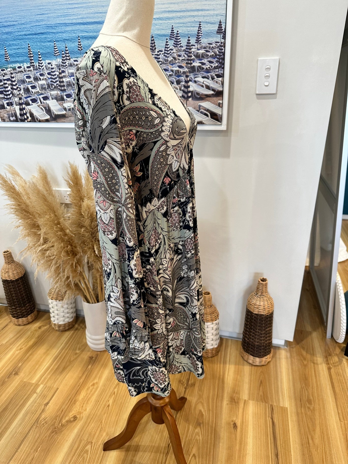 Lilya - Bohemian Dress - Small - Grey tones