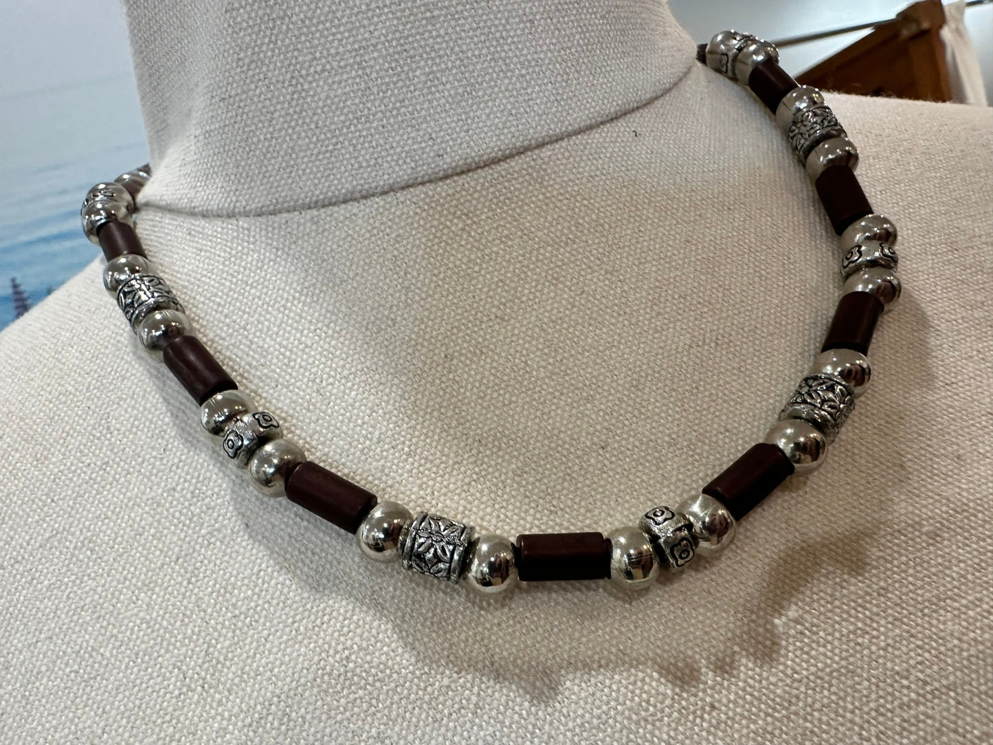 Necklace Dark Brown and Silver