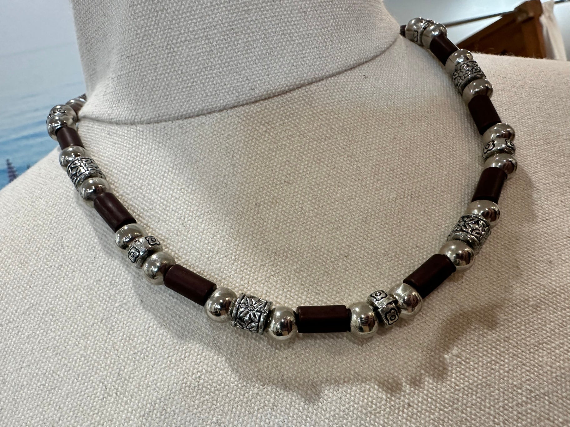 Necklace Dark Brown and Silver
