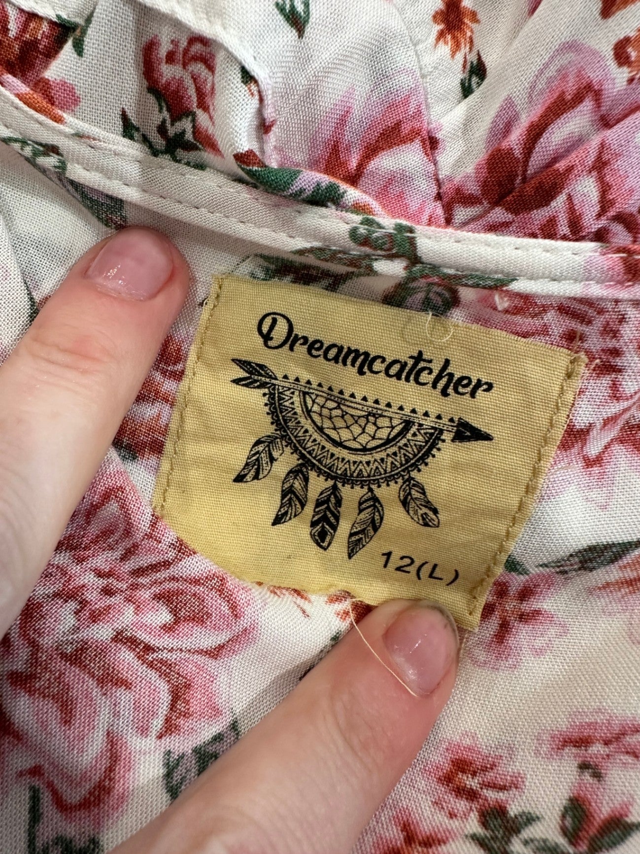 Dreamcatcher - Dress - Size 12 - Pink and white with floral pattern