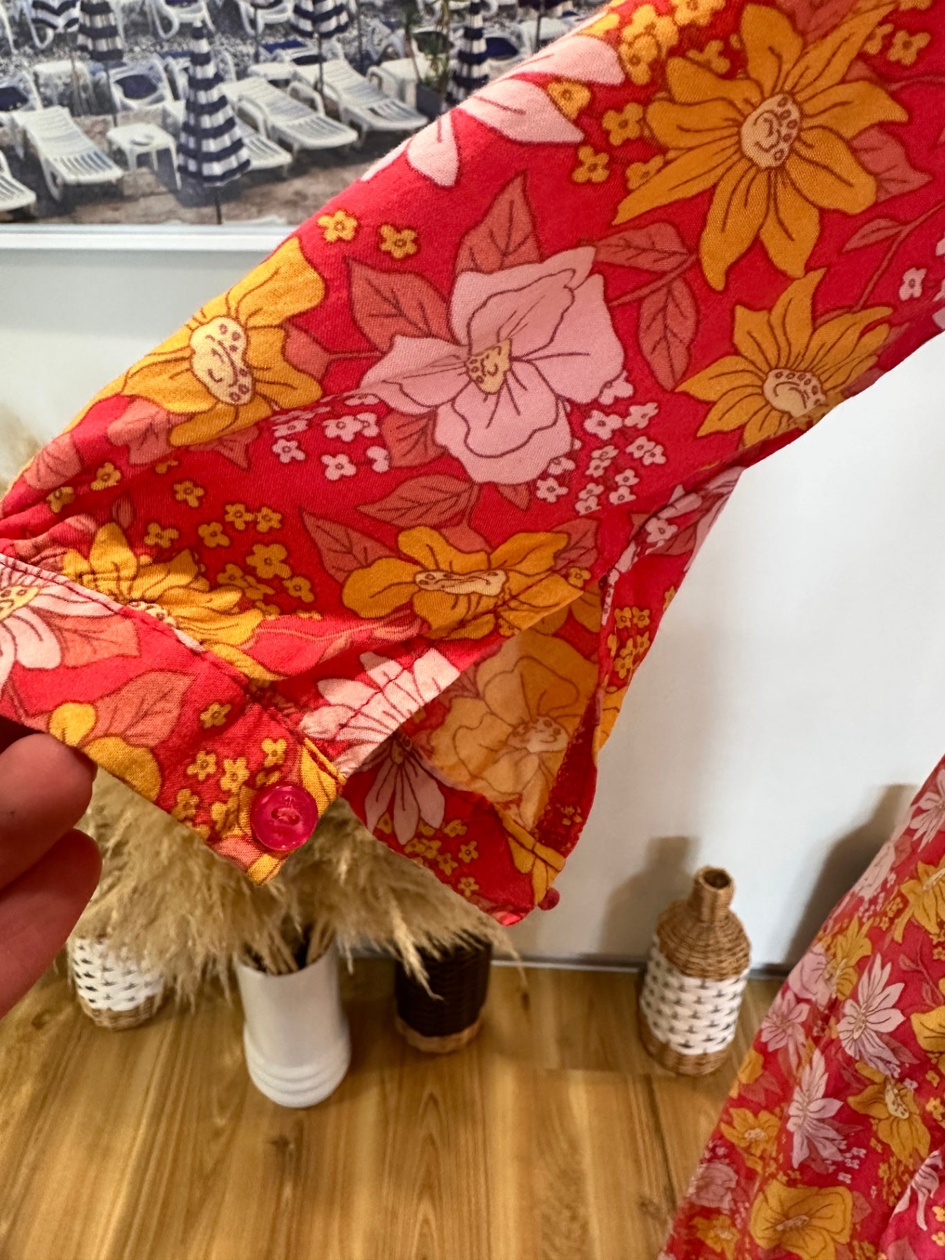 Jaase - Maxi Dress - Small - Pink, Yellow, Orange