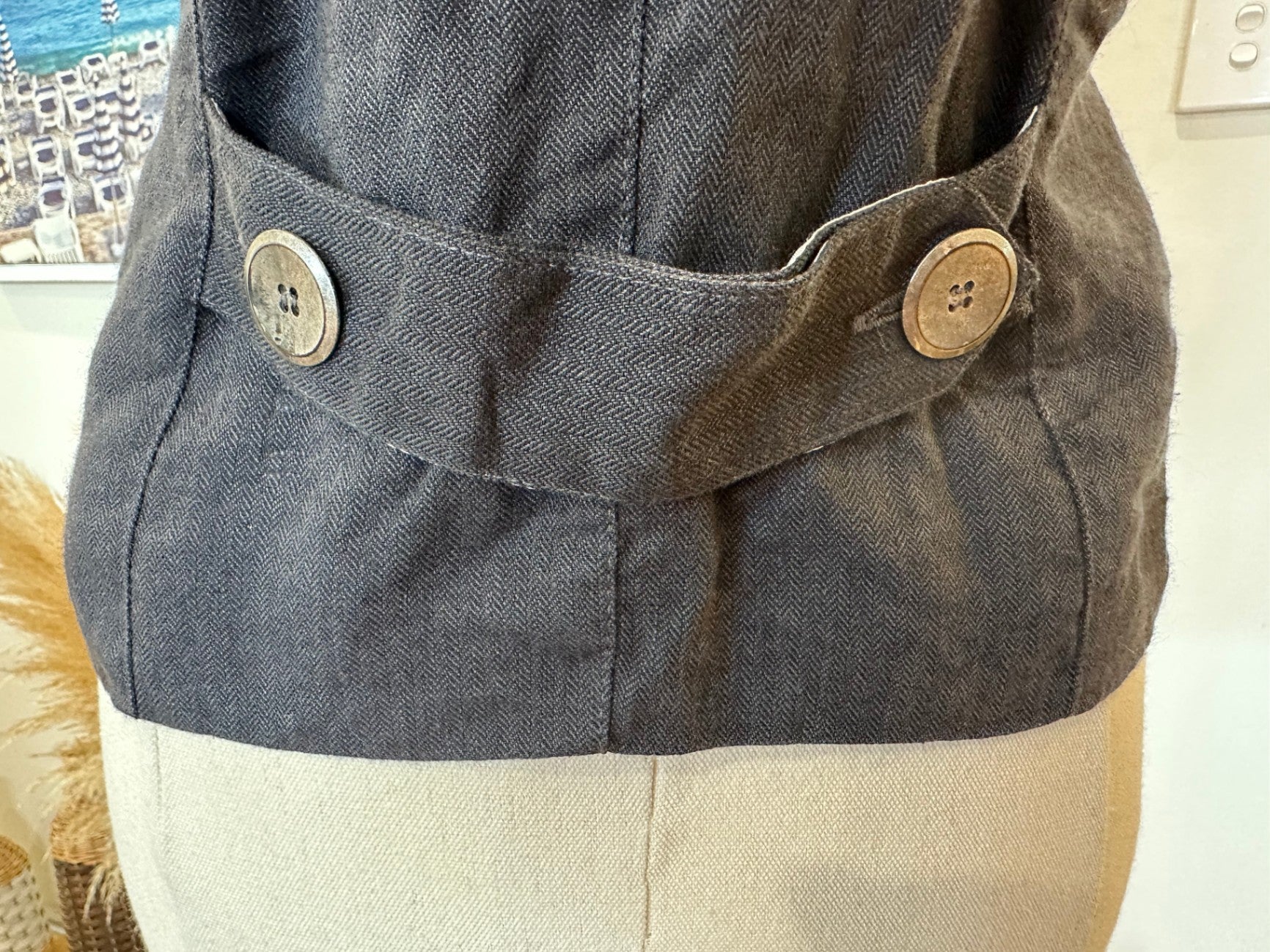 Starfish - Made in New Zealand - Waistcoat - Size 12 - Grey - 55% Linen + 45% Wool