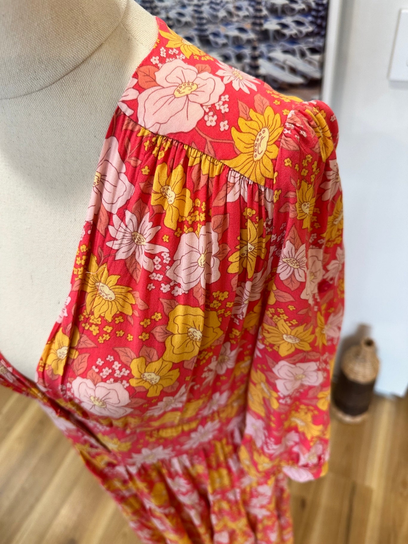 Jaase - Maxi Dress - Small - Pink, Yellow, Orange