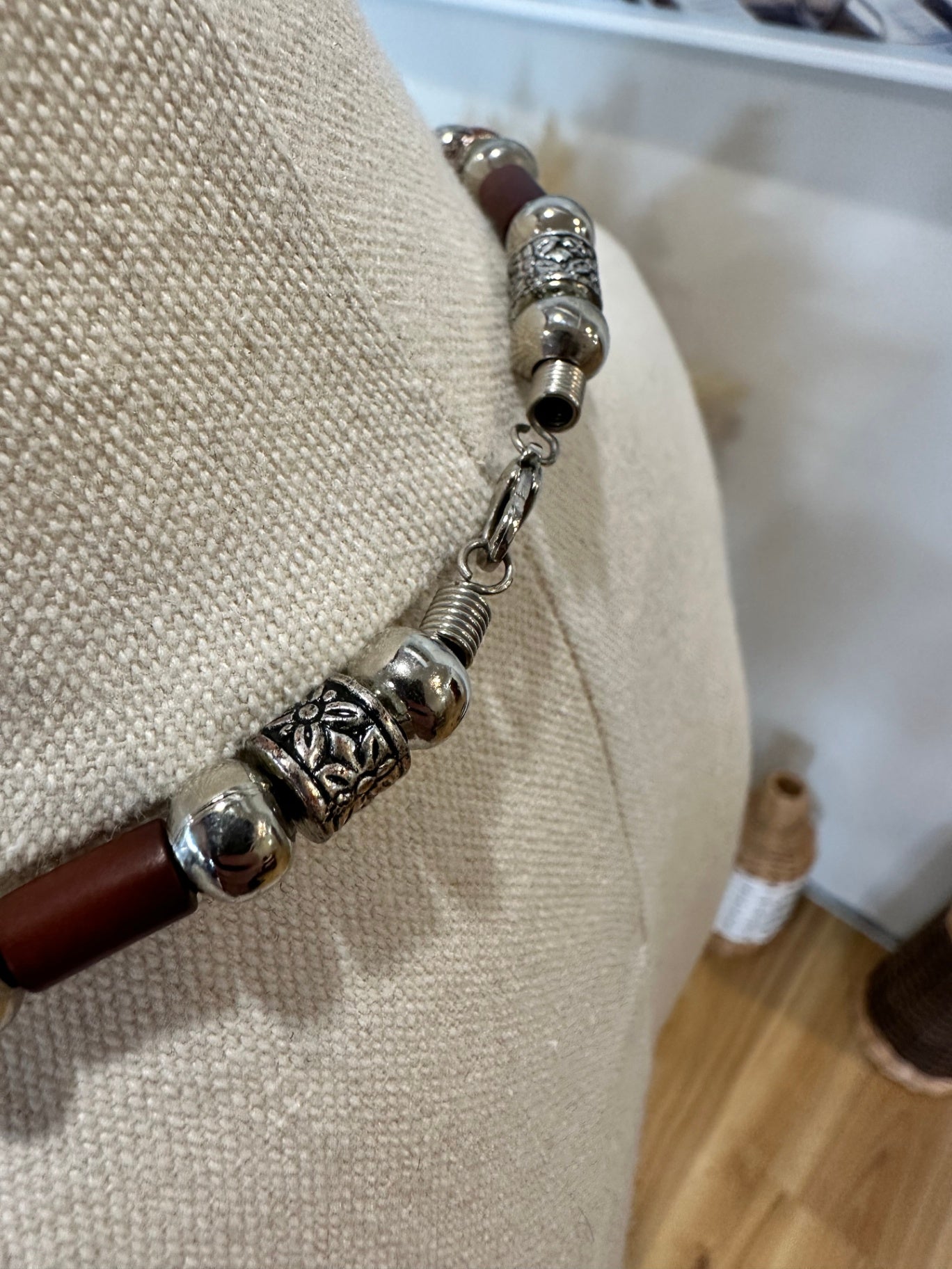 Necklace Dark Brown and Silver