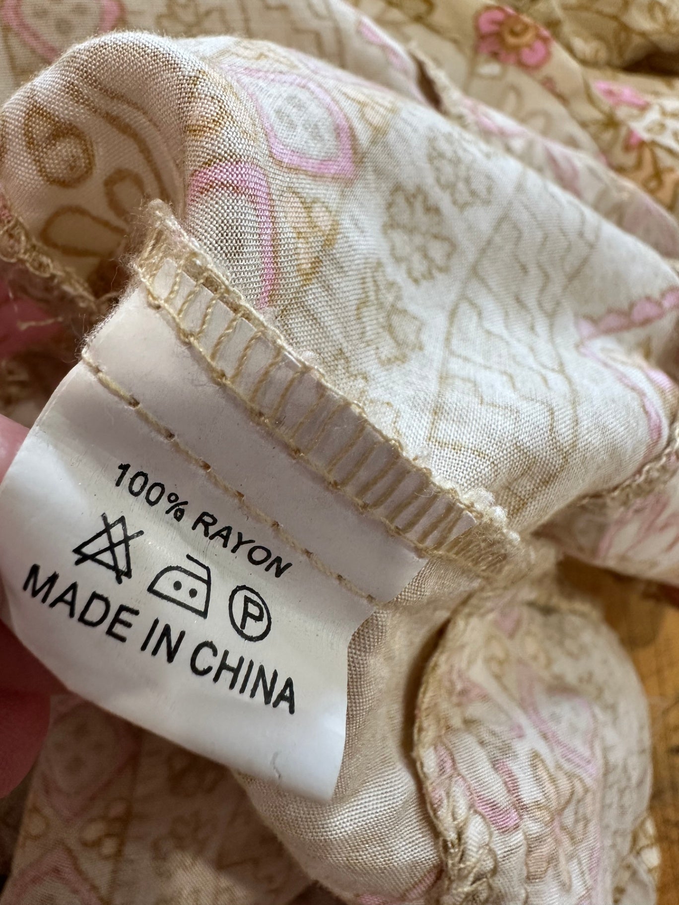 Jaase - Midi Bohemian Dress - Small - Beige & Pink