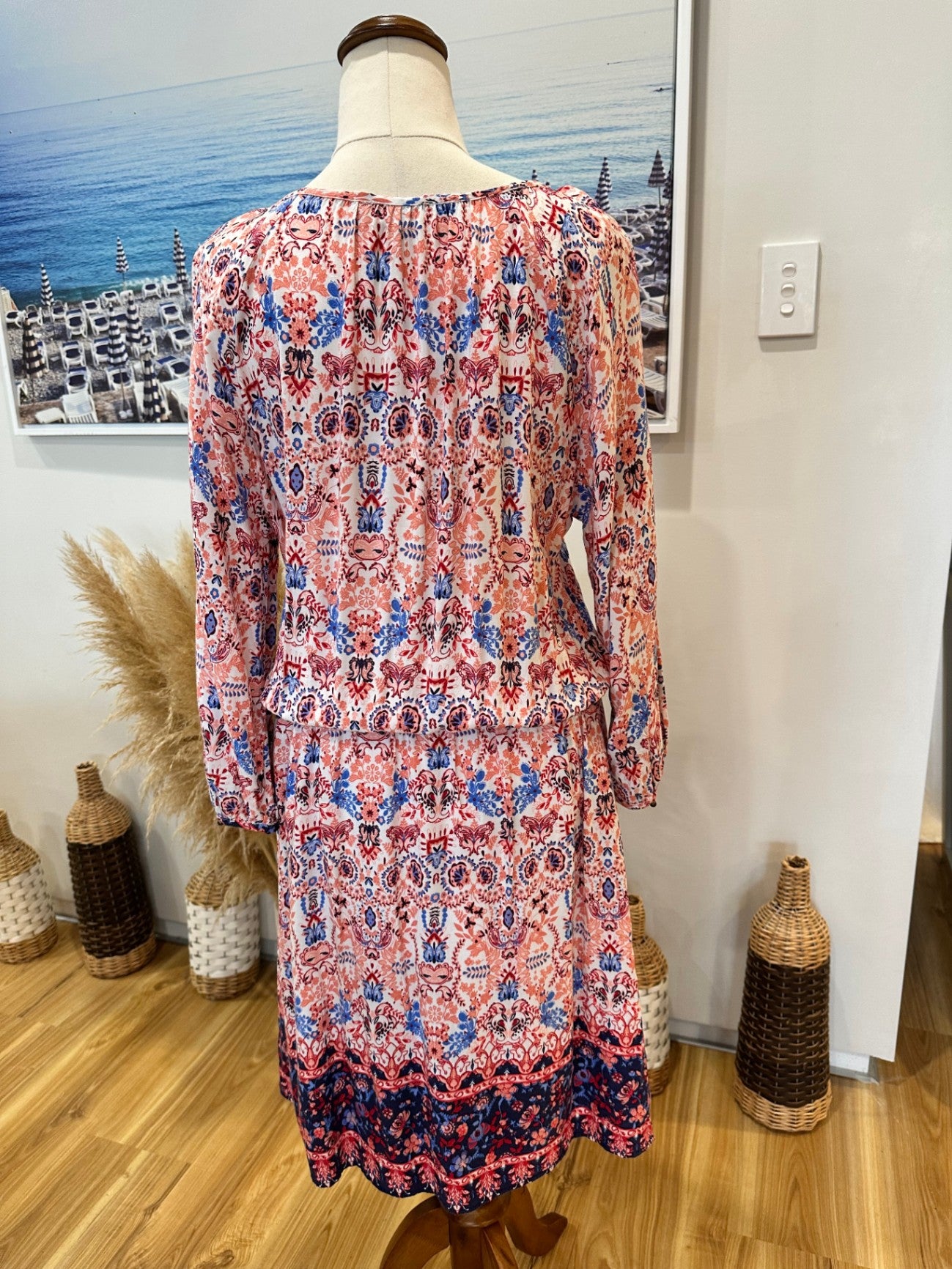 Urban Precinct - Bohemian Dress - Size 12 - Blue / Pink