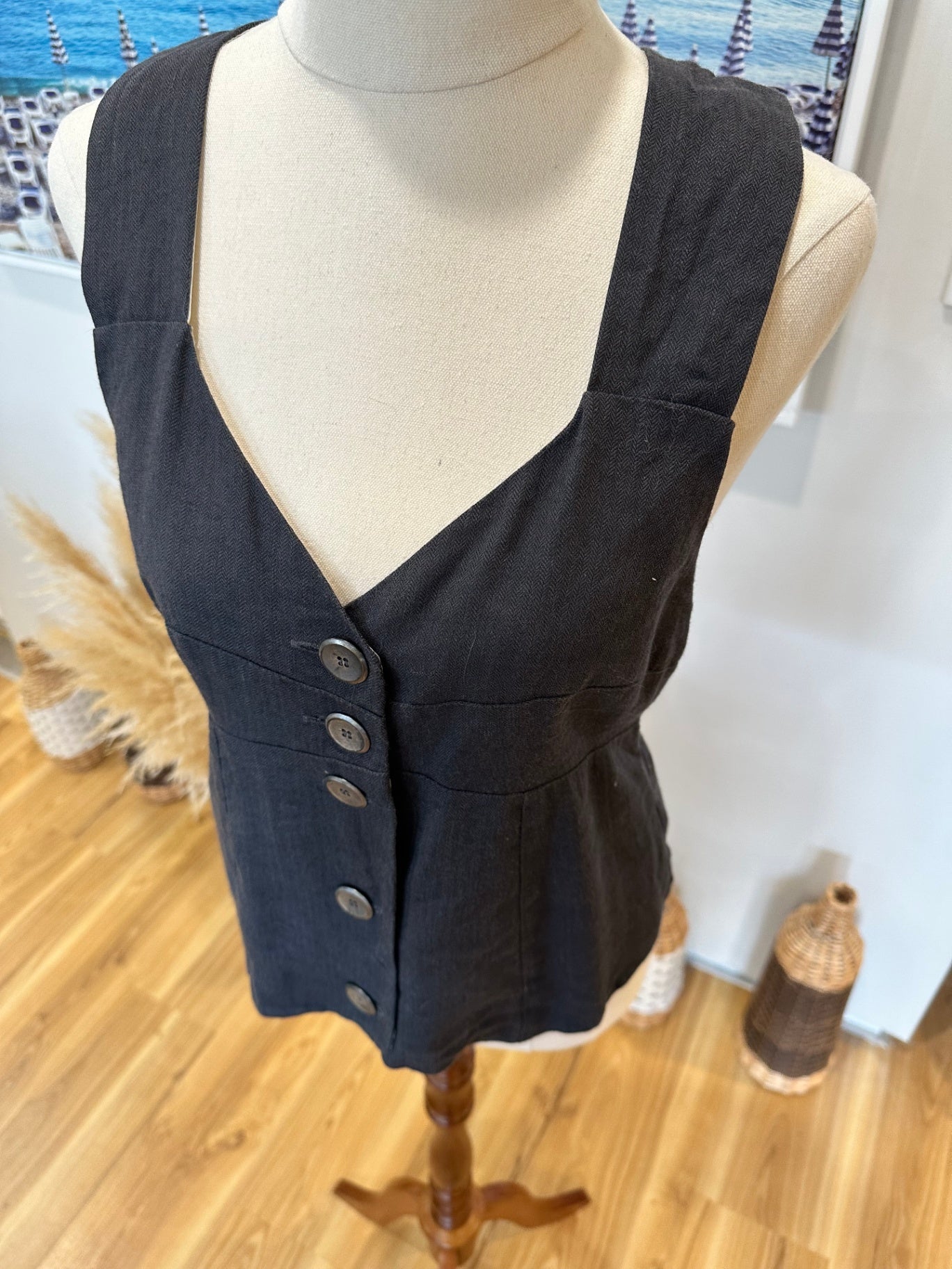 Starfish - Made in New Zealand - Waistcoat - Size 12 - Grey - 55% Linen + 45% Wool