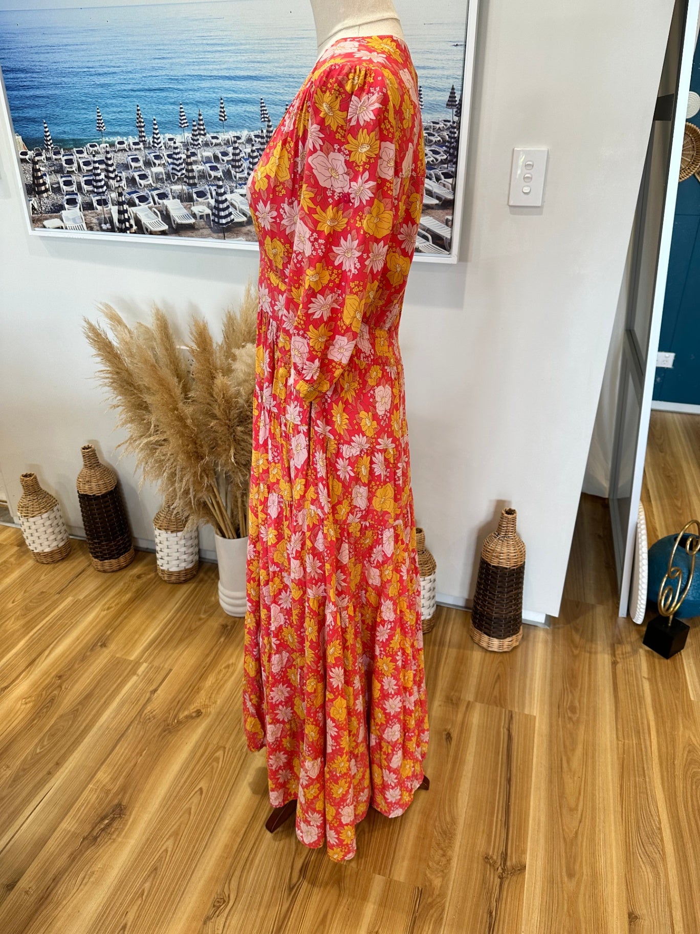 Jaase - Maxi Dress - Small - Pink, Yellow, Orange