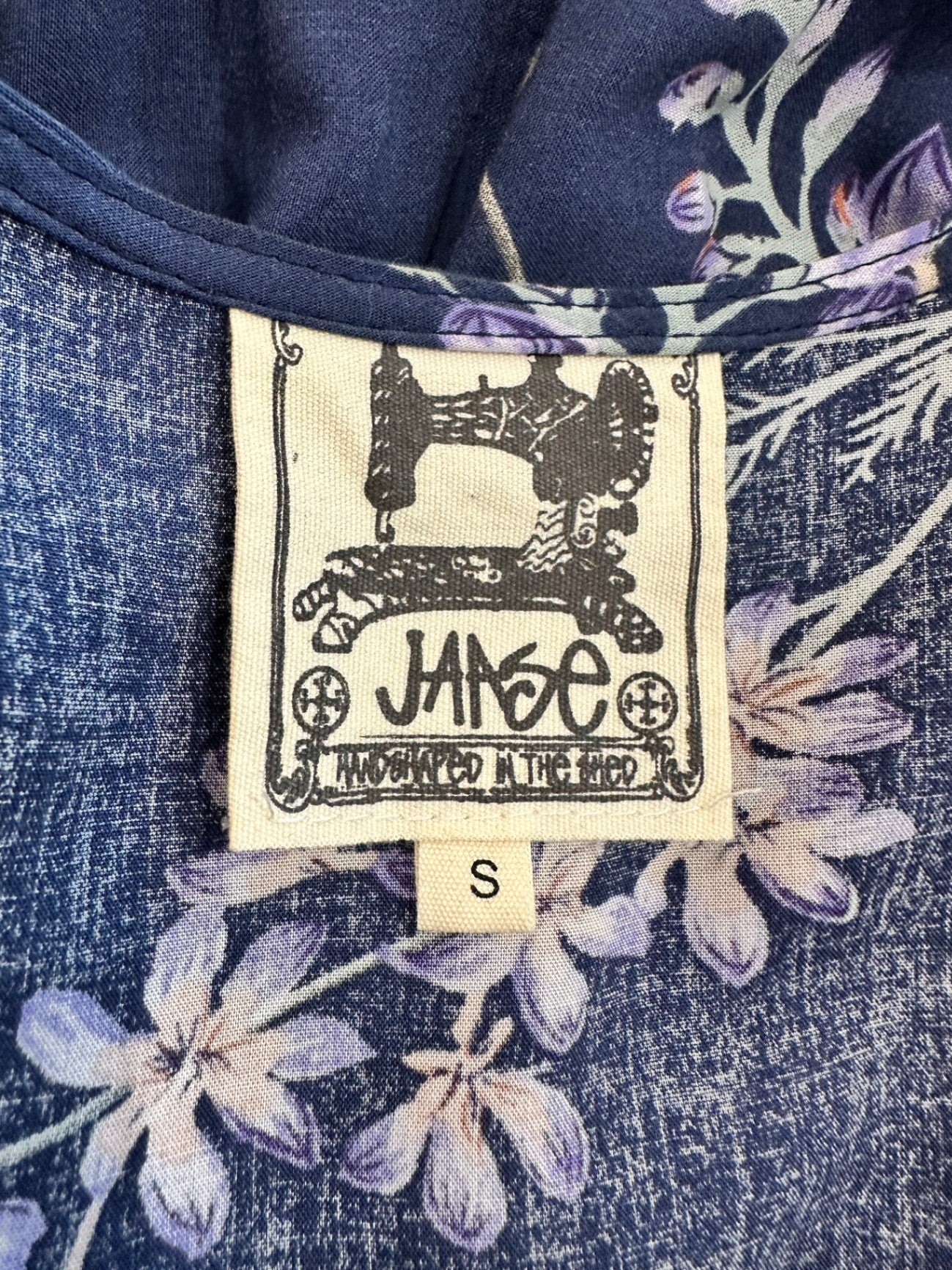 Jaase - Midi Dress - Size Small - Navy blue with floral pattern