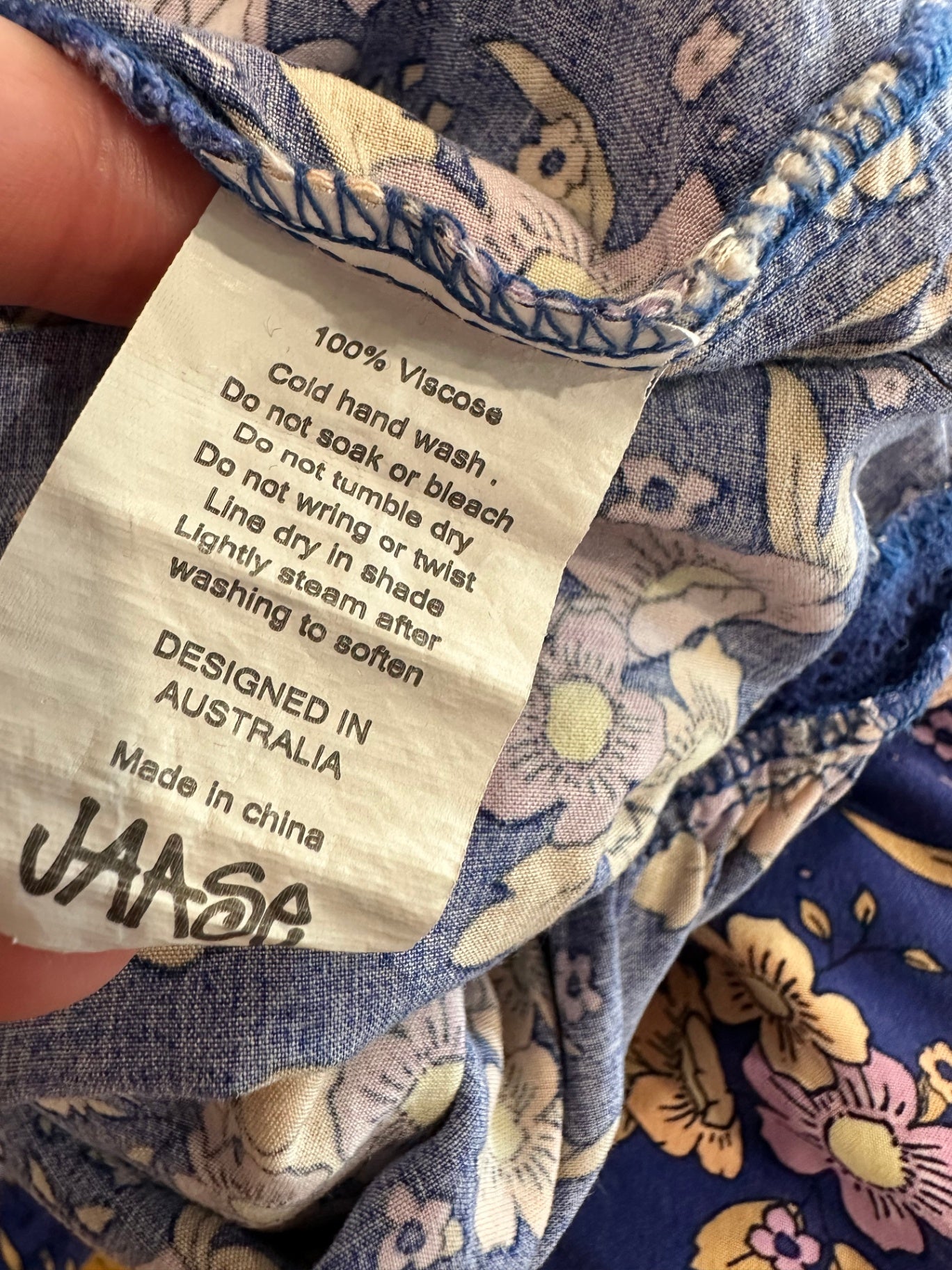 Jaase - Bohemian Maxi Dress - Size Small - Blue with floral pattern