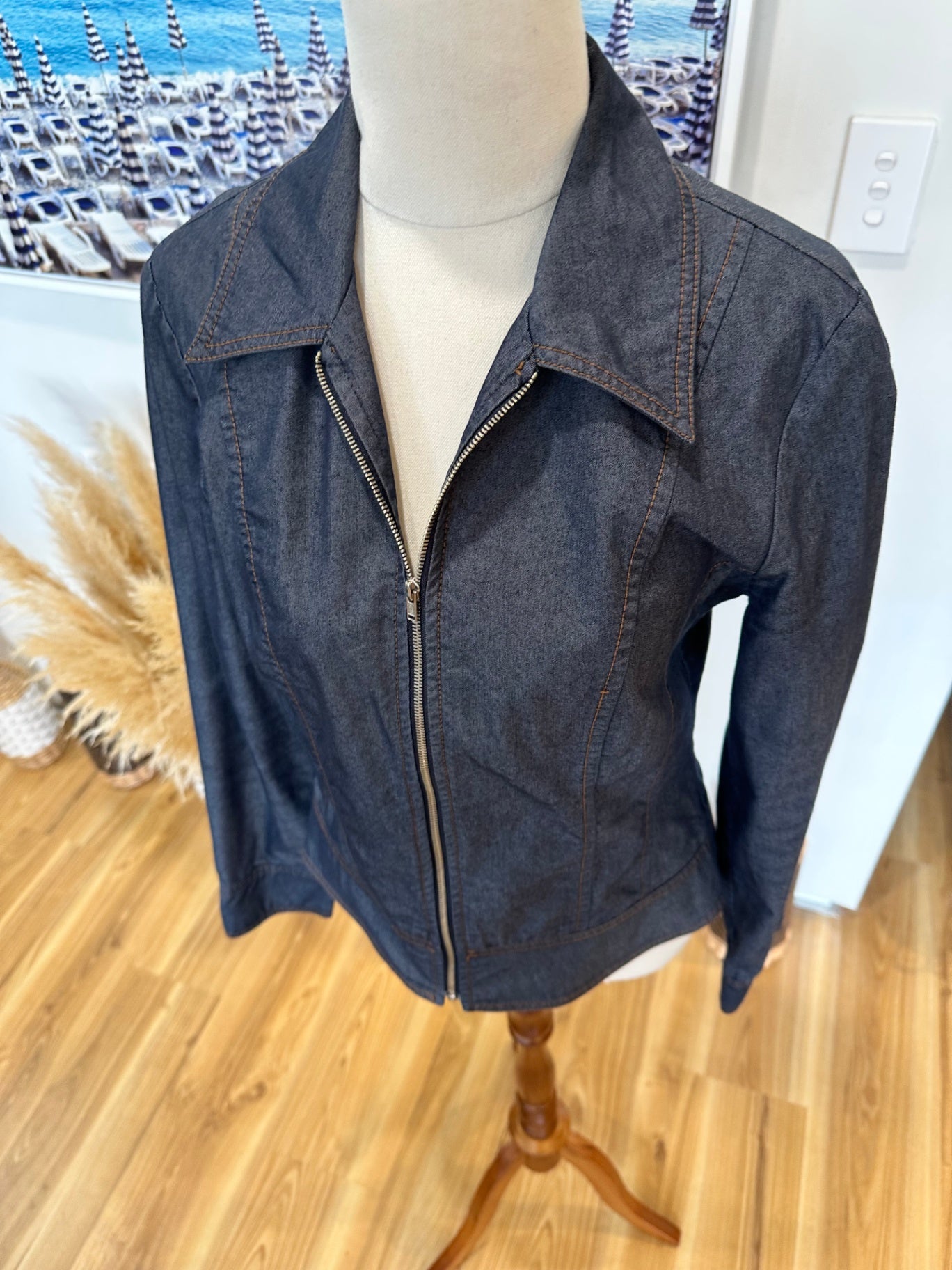 Jacqui-E - Denim Jacket - Size 8 - Dark blue
