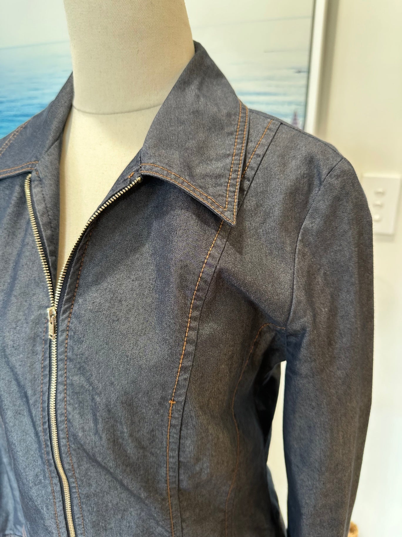 Jacqui-E - Denim Jacket - Size 8 - Dark blue