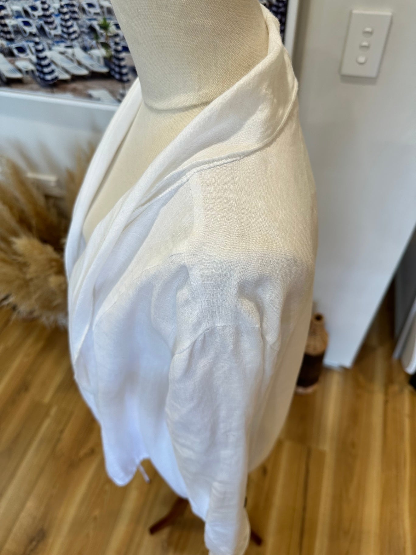 Zest - 100% Linen Top / Open Jacket - Size 18 - White