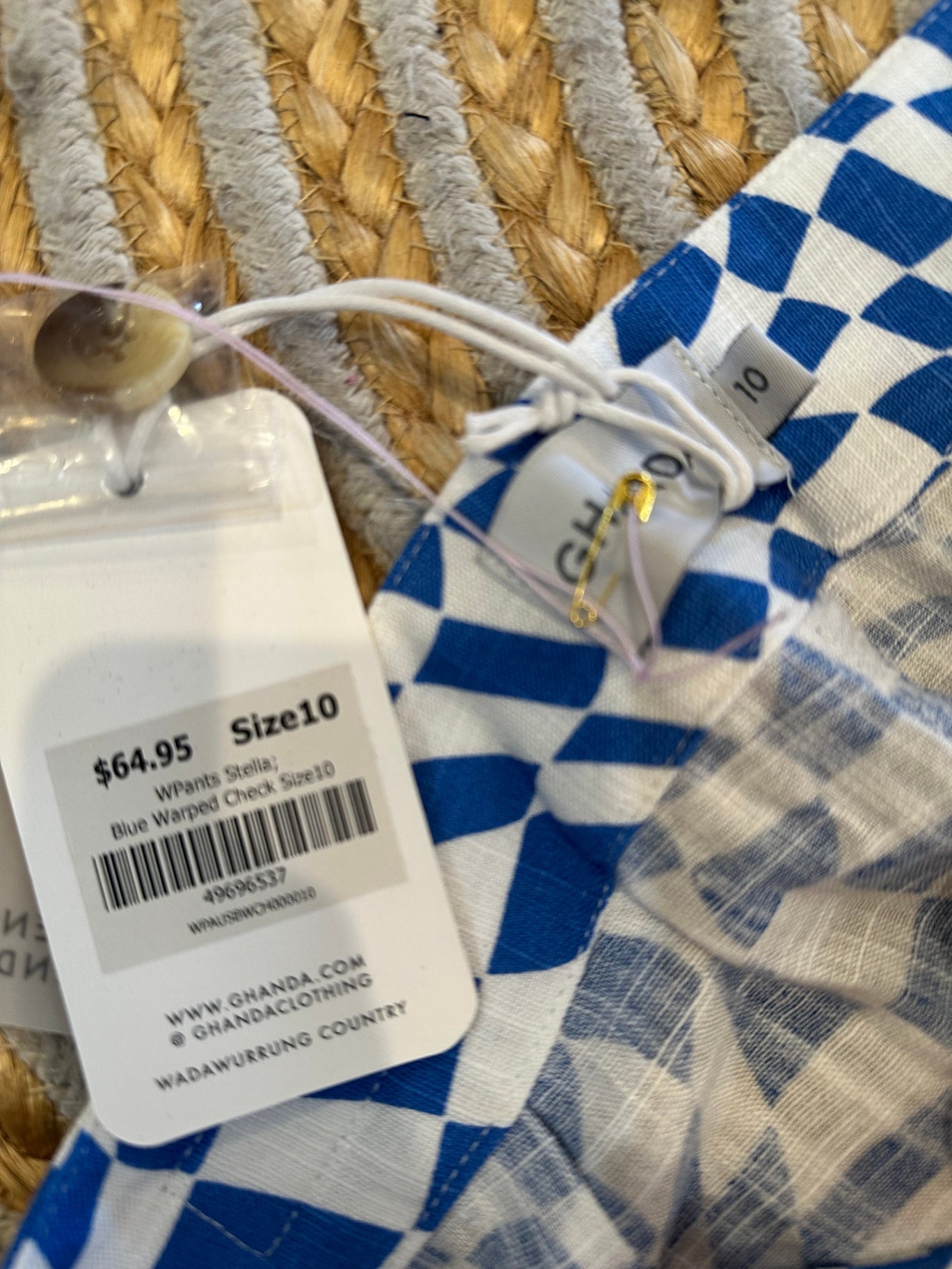 Ghanda - Linen Pants - Size 10 - Blue and White - BNWT RRP $64.95
