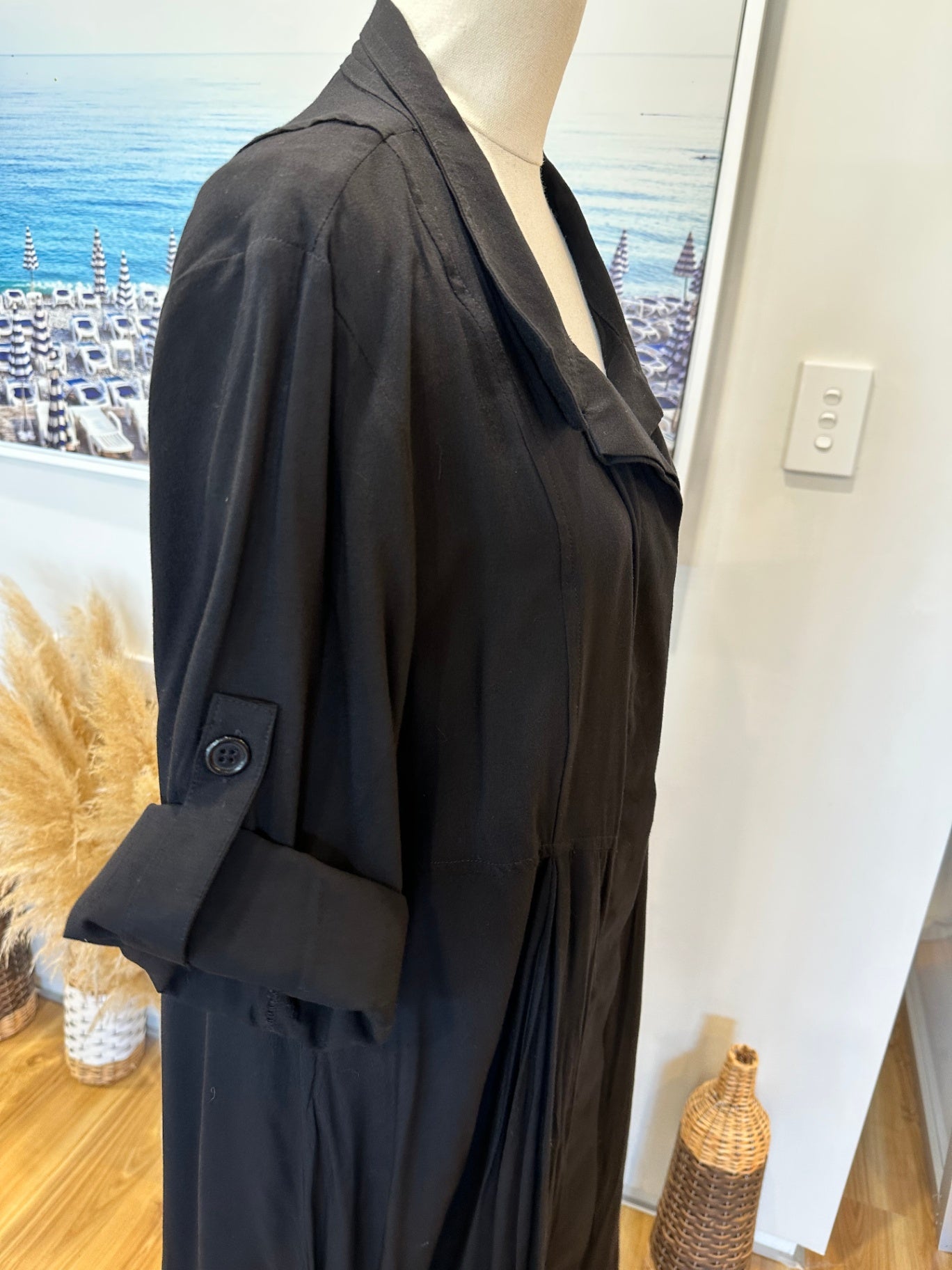 Shirt Dress / Blouse by Ella J - Size 18 - Black