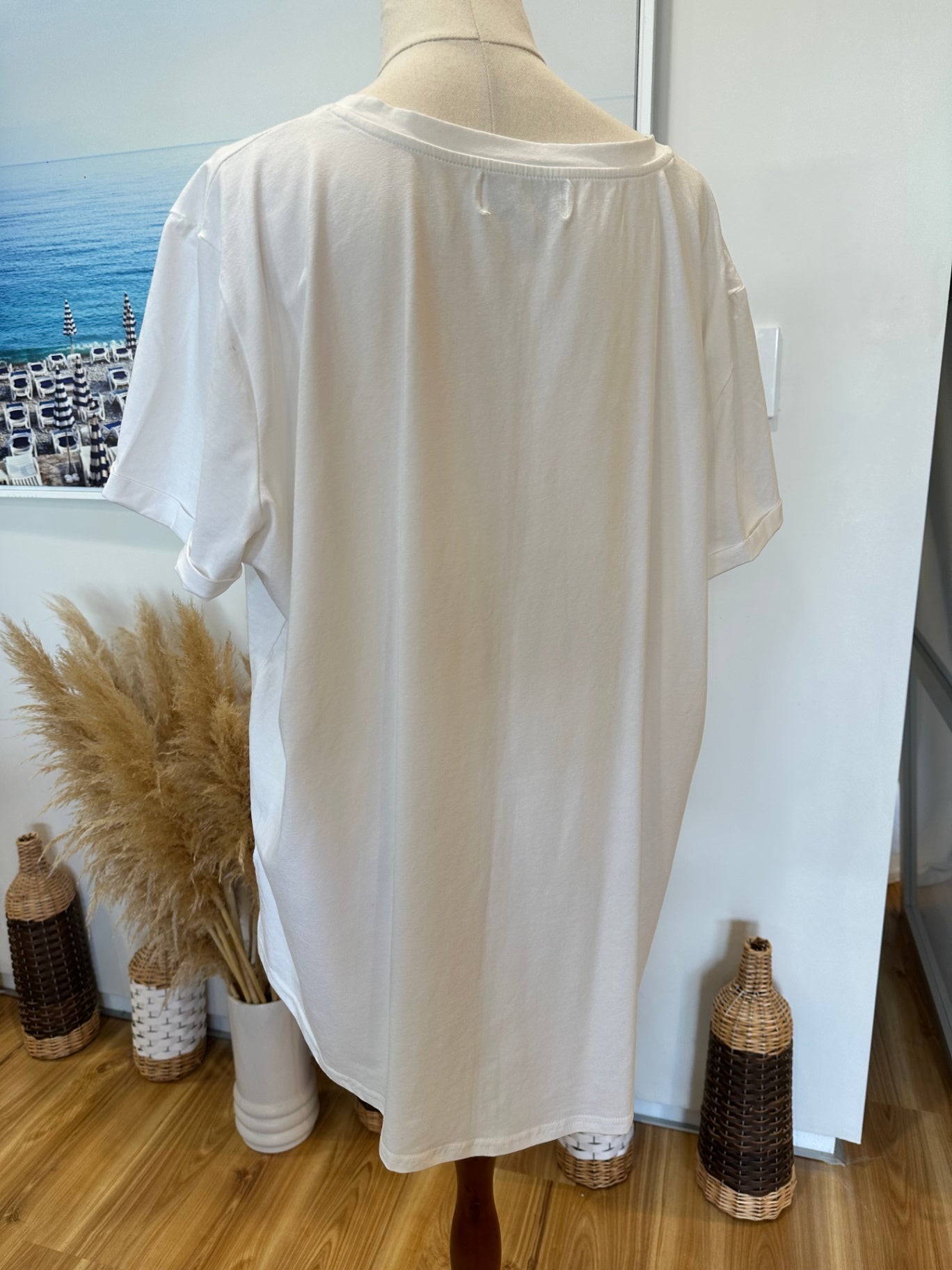 Freez - Sequin Top - Size 20 - White w Silver Sequin Cross