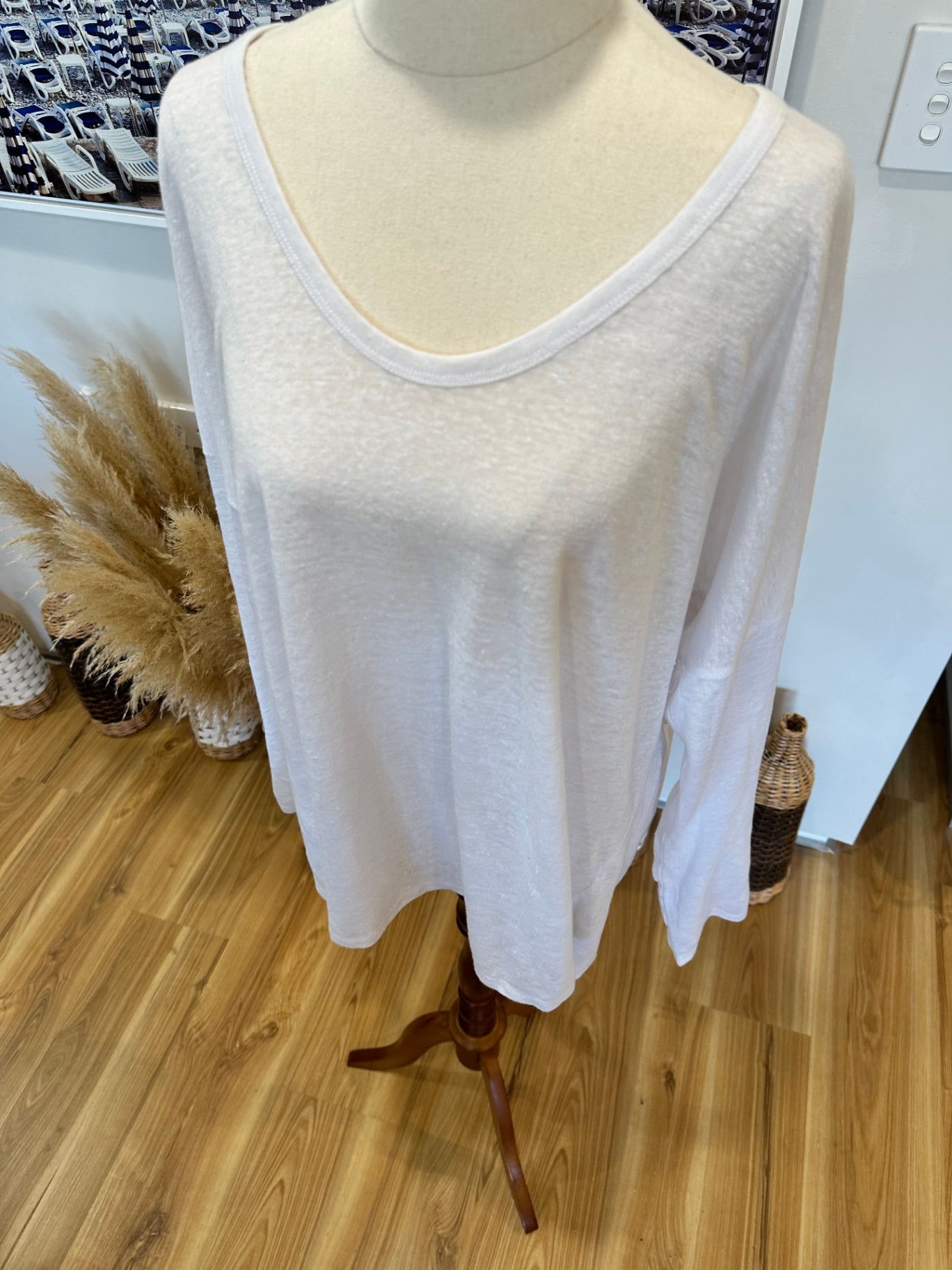 Decjuba - 100% Linen - Longsleeve Top - Large - White