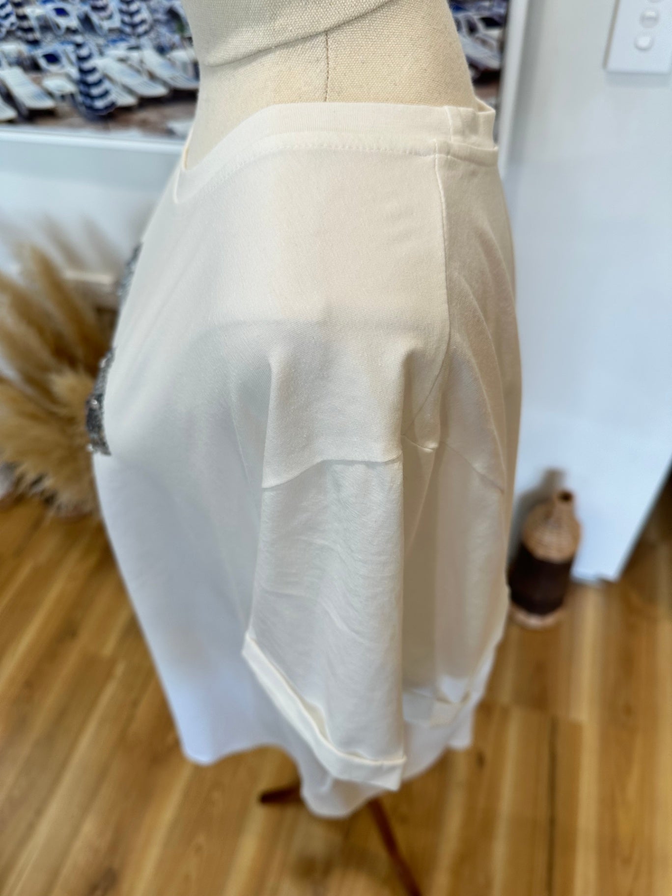 Freez - Sequin Top - Size 20 - White w Silver Sequin Cross