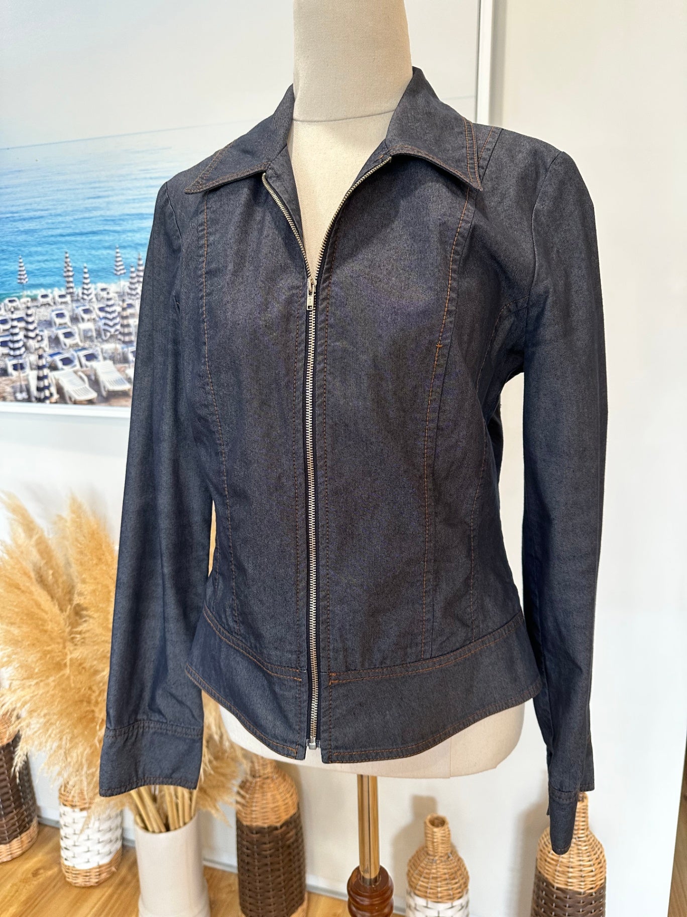 Jacqui-E - Denim Jacket - Size 8 - Dark blue