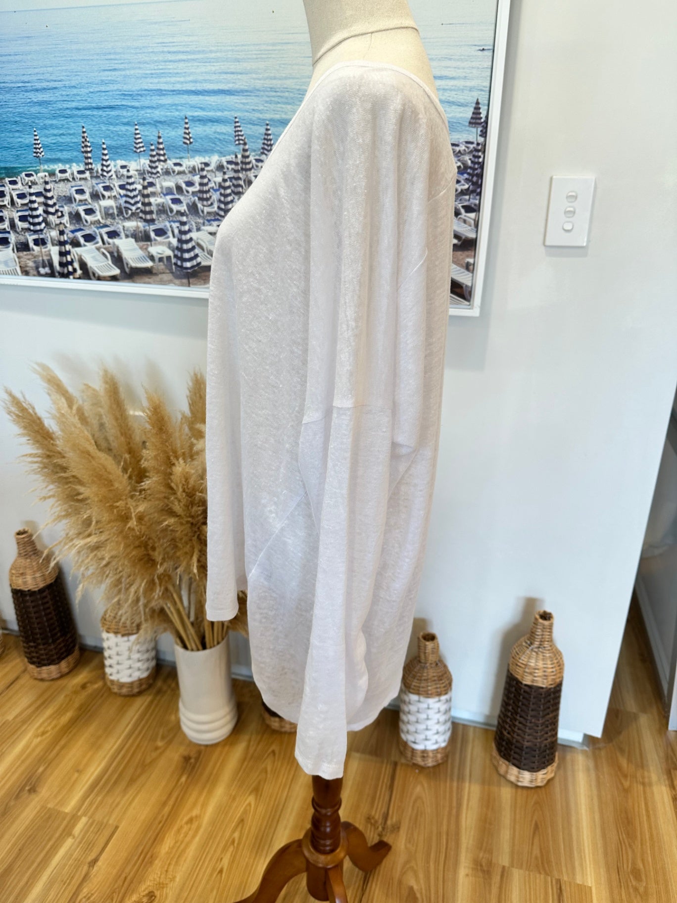 Decjuba - 100% Linen - Longsleeve Top - Large - White