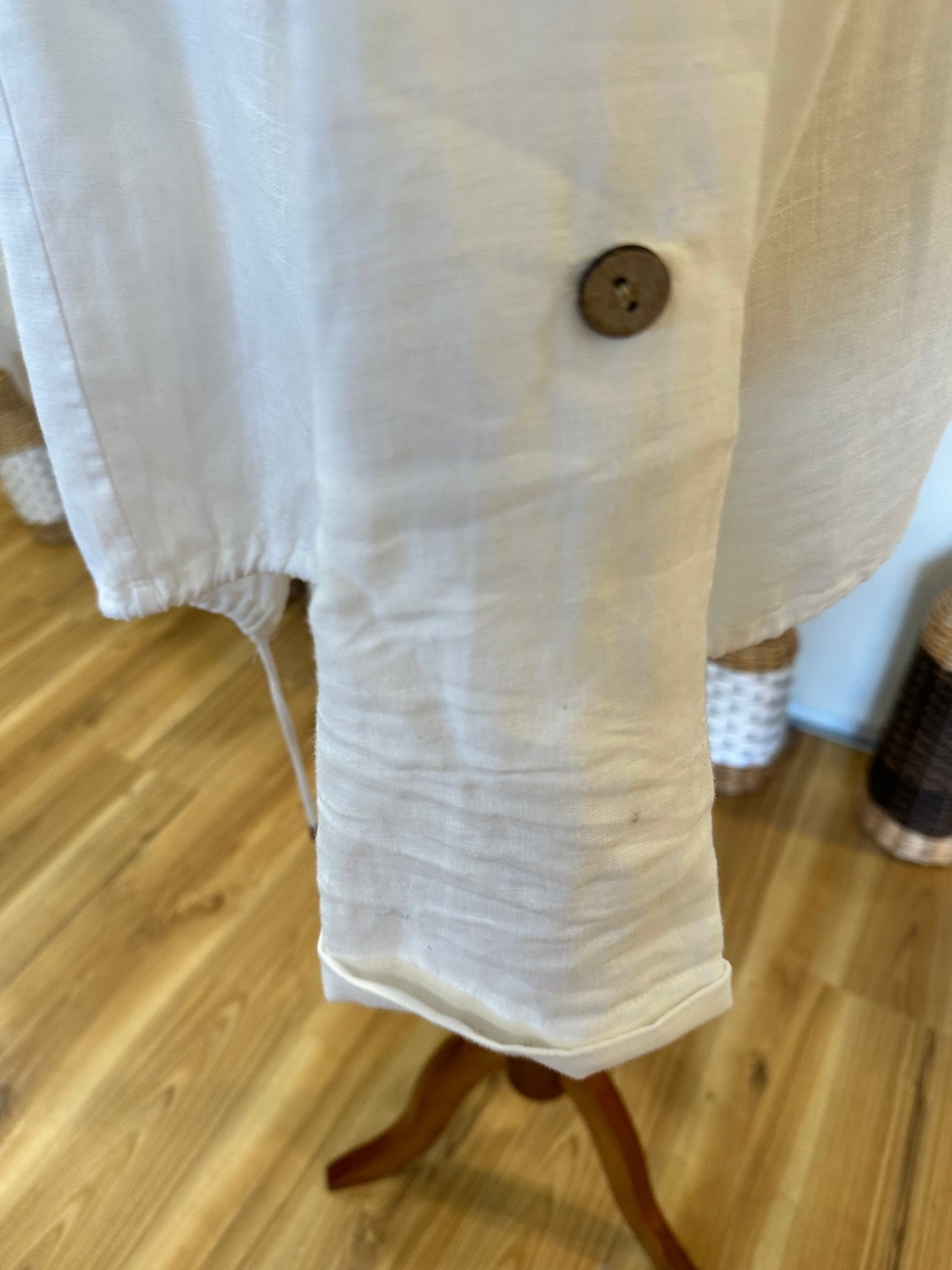 Zest - 100% Linen Top / Open Jacket - Size 18 - White