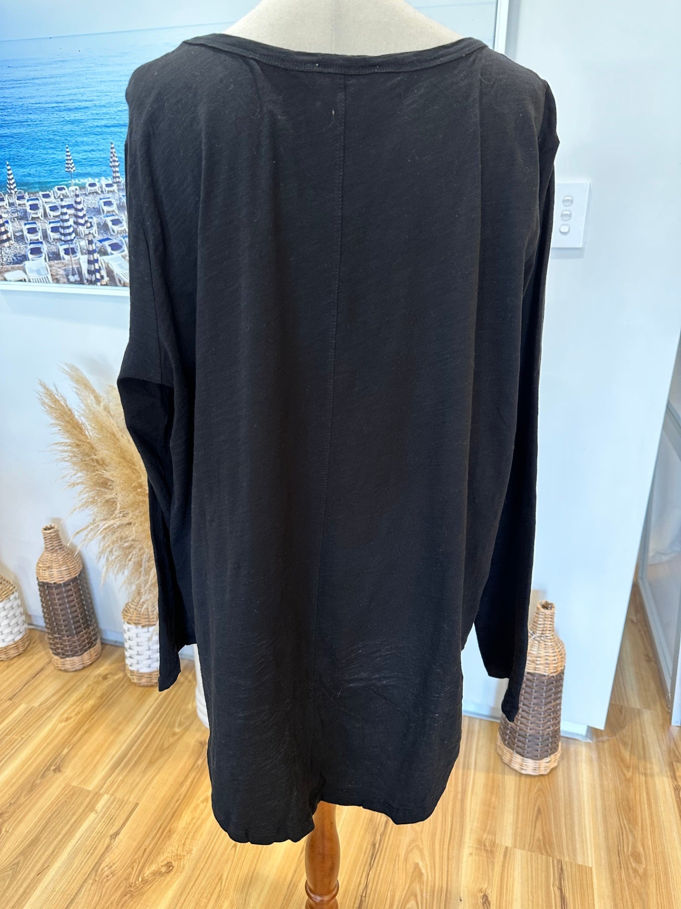 Betty Basics - Cotton Longsleeve Top - Size 20 - Black w Star embellishment