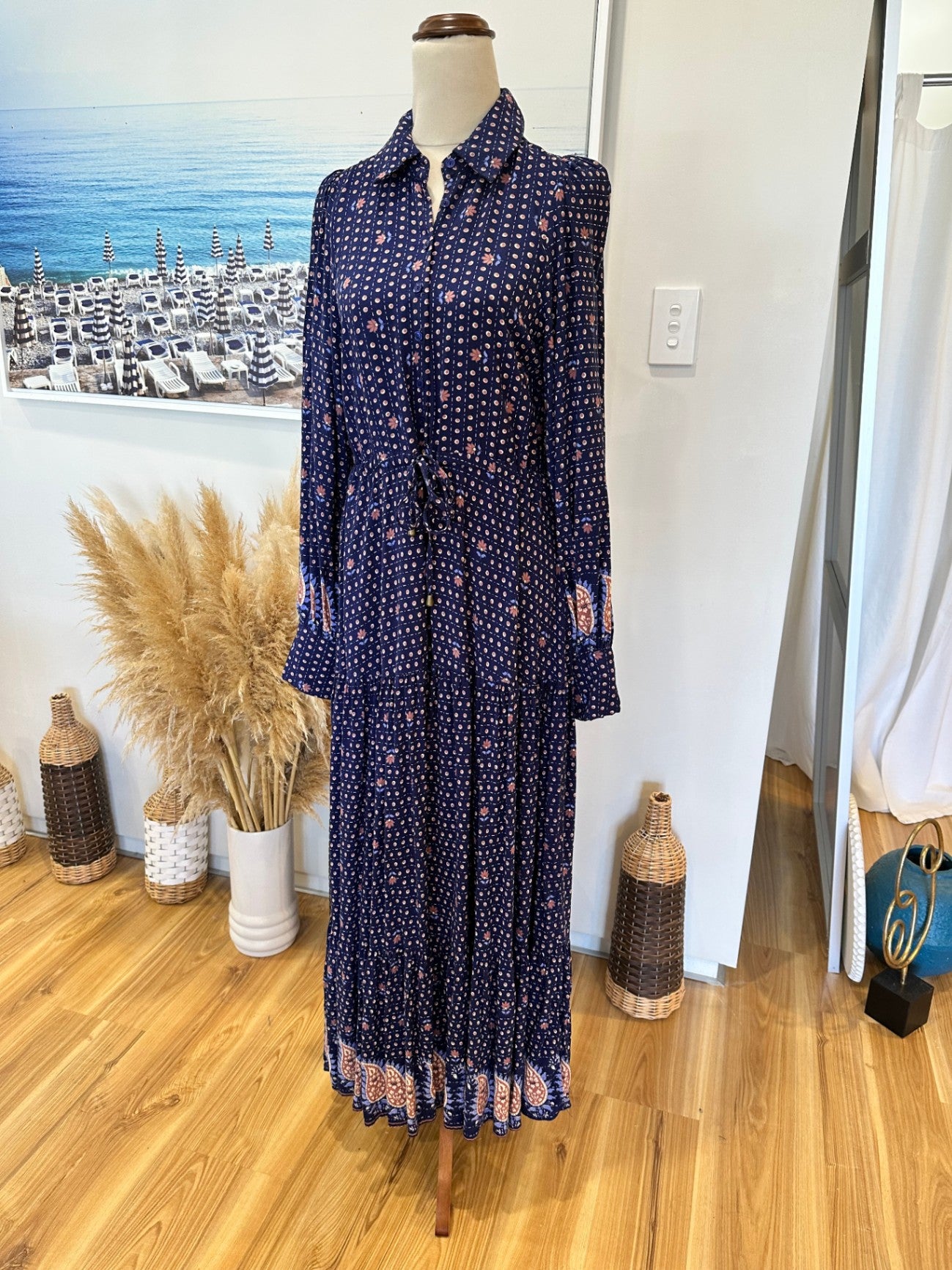 Jaase Dress - Extra Small - Navy blue with longsleeves