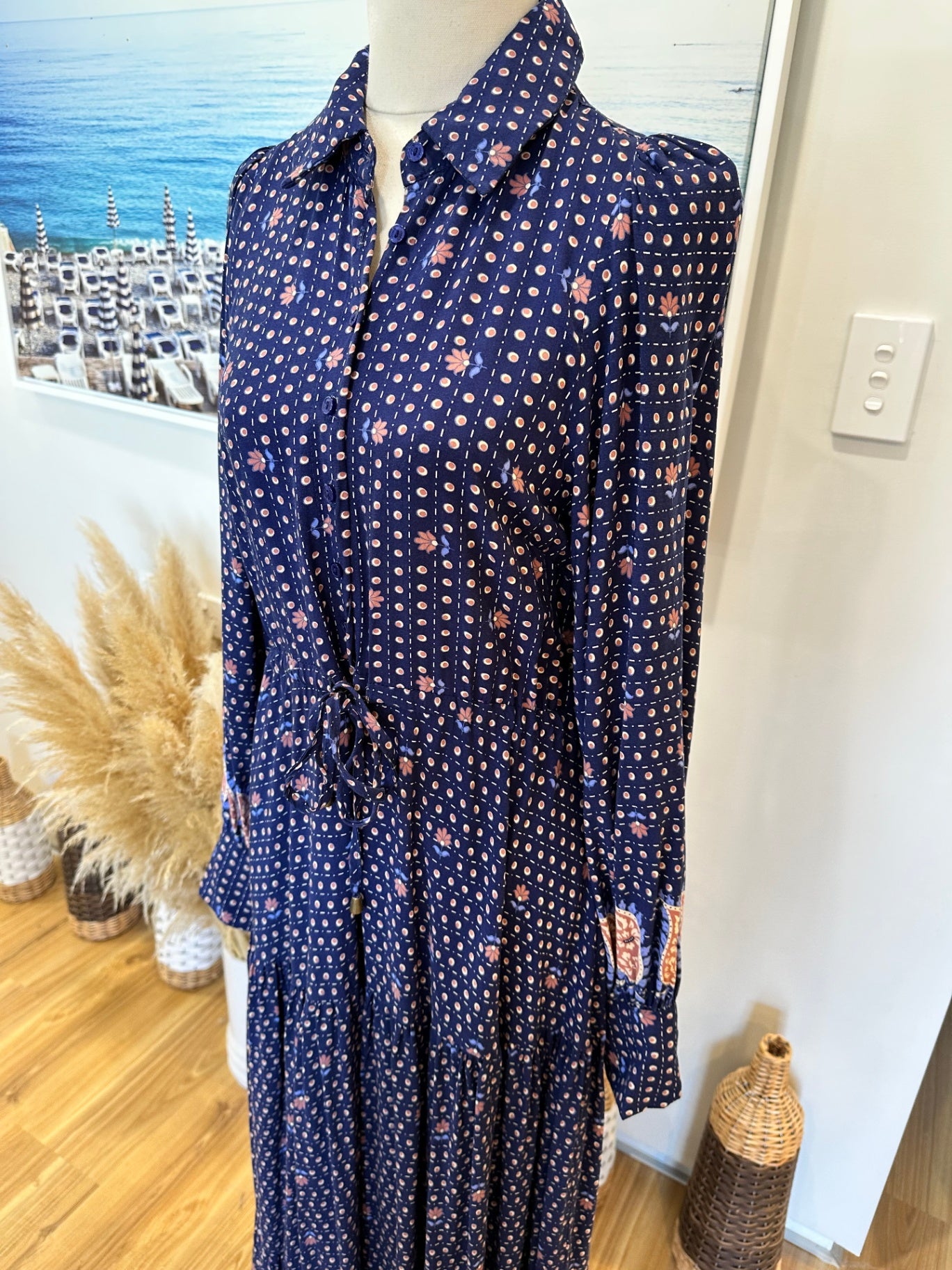 Jaase Dress - Extra Small - Navy blue with longsleeves