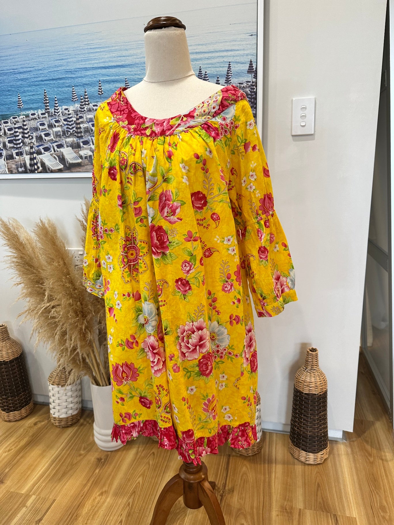 100% Cotton - Rhum Raisin - Dress - Yellow / Pink