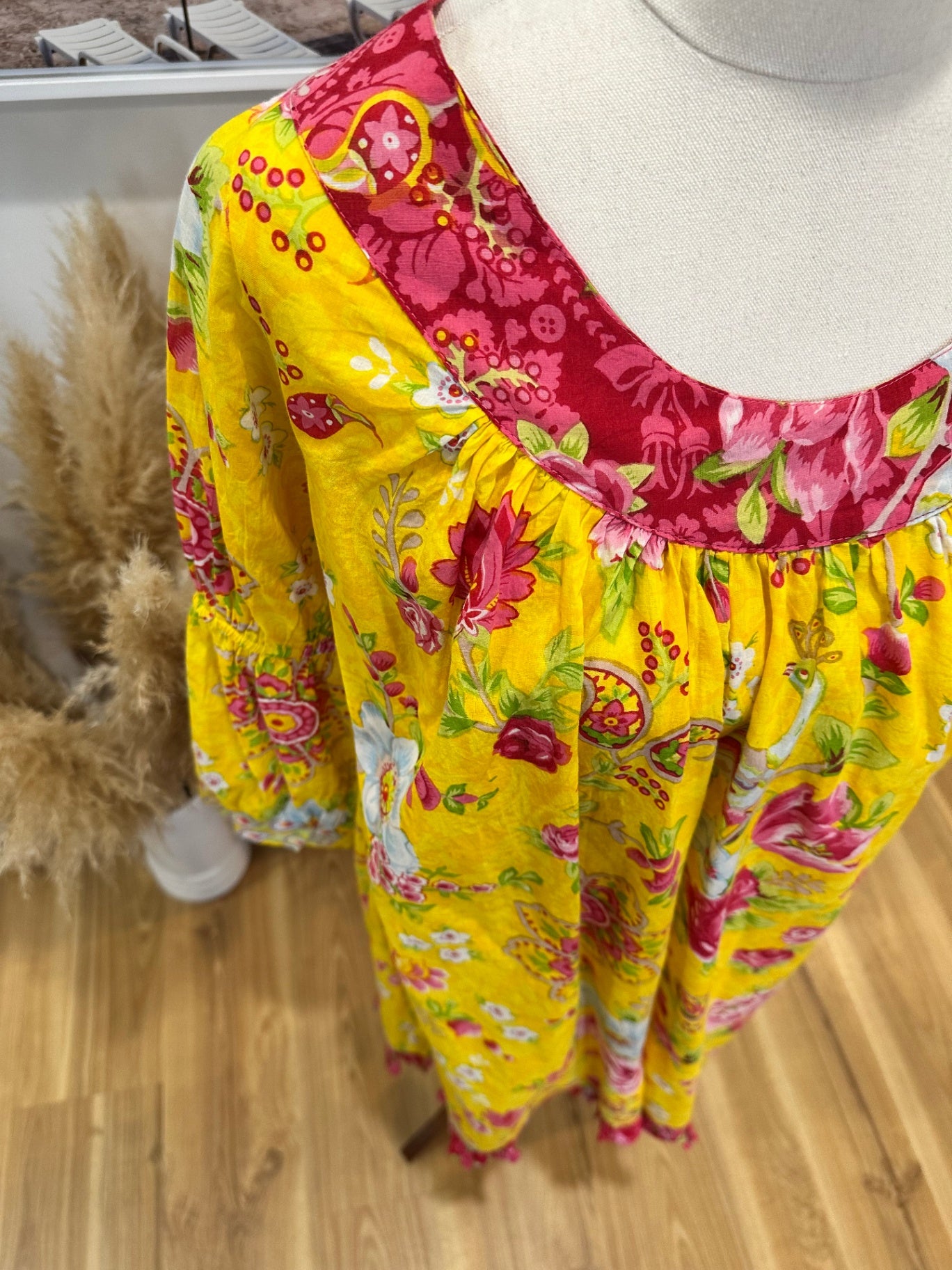 100% Cotton - Rhum Raisin - Dress - Yellow / Pink