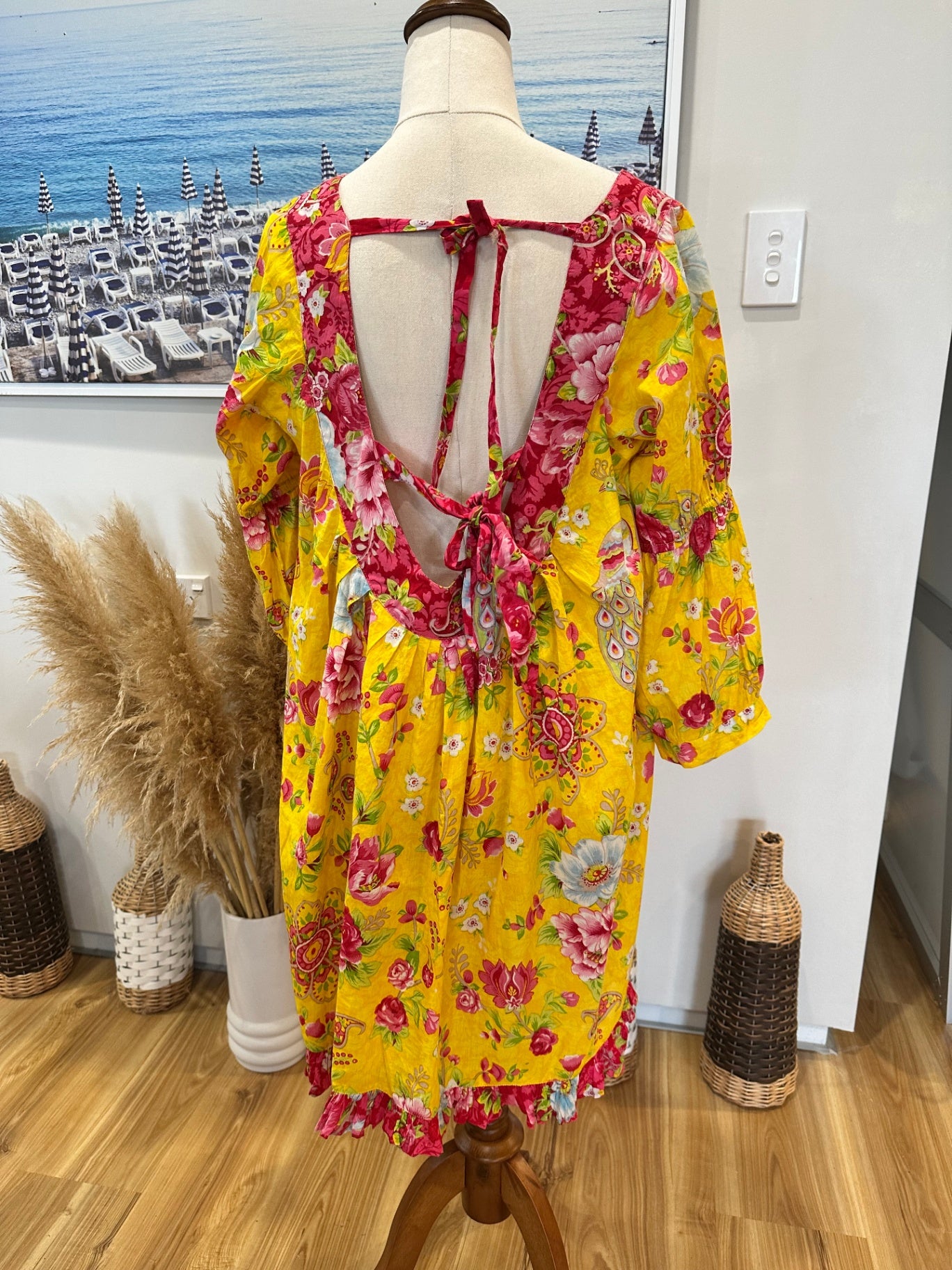 100% Cotton - Rhum Raisin - Dress - Yellow / Pink