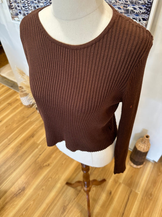 Glassons - Crop ribbed Top - Large - Brown [stain on arm]