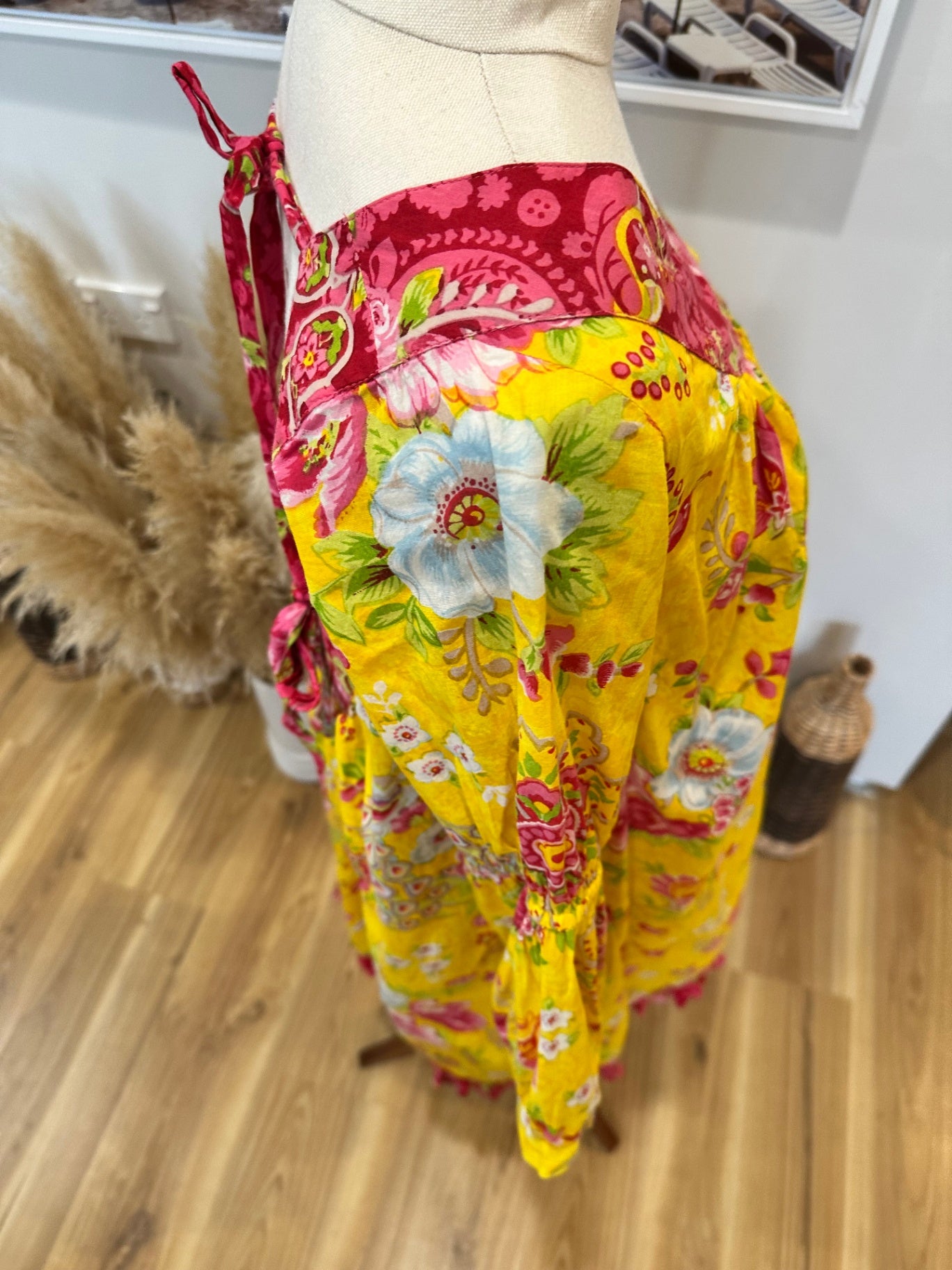 100% Cotton - Rhum Raisin - Dress - Yellow / Pink