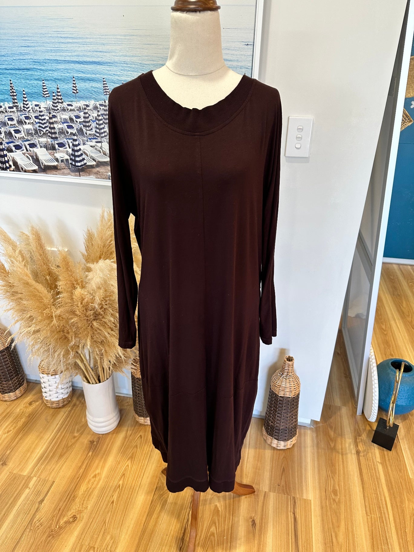 Foil - Long sleeve Dress - Small - Dark Brown