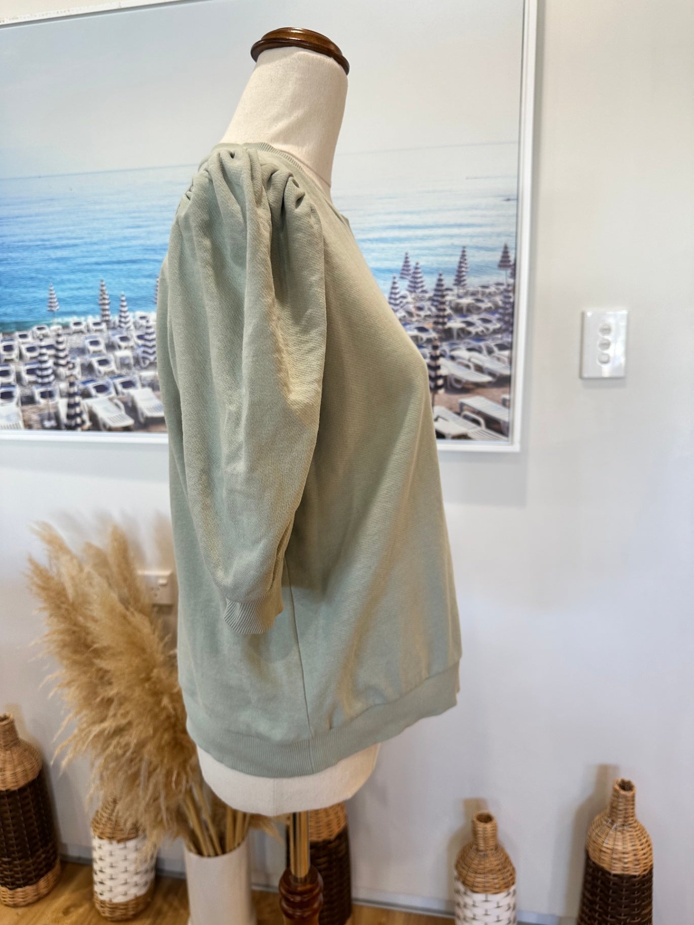 H&M - Short Sleeve Sweatshirt - Medium - Light green