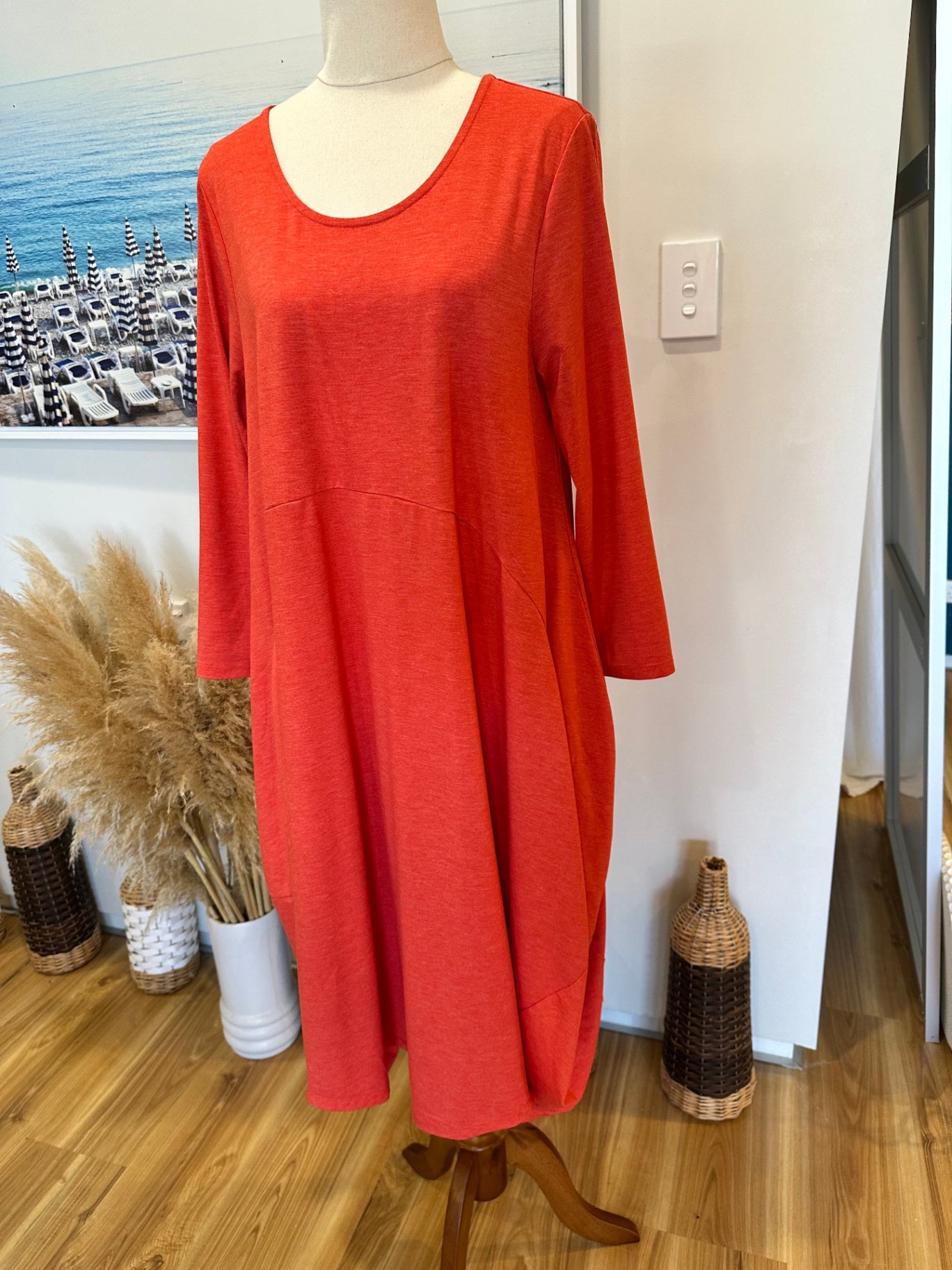 Foil - Long sleeve Dress - Medium - Coral