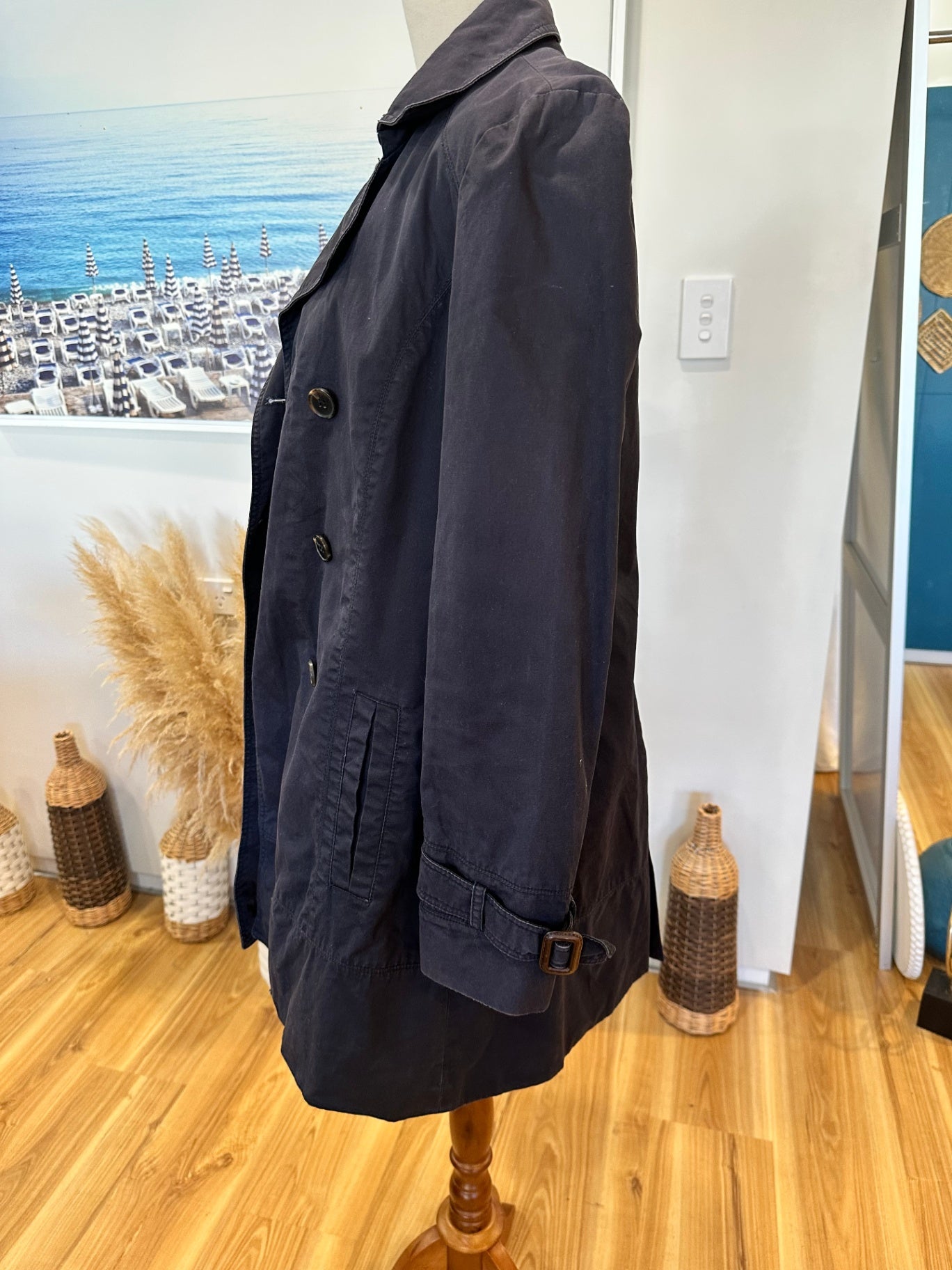 Zara - Trench Coat - Size Medium - Navy Blue