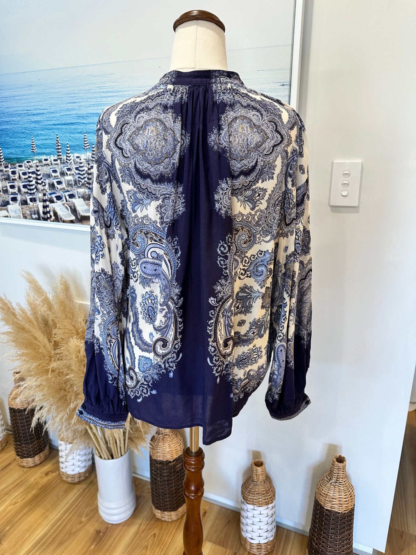 H&M Bohemian Paisley Blouse - Size 8 