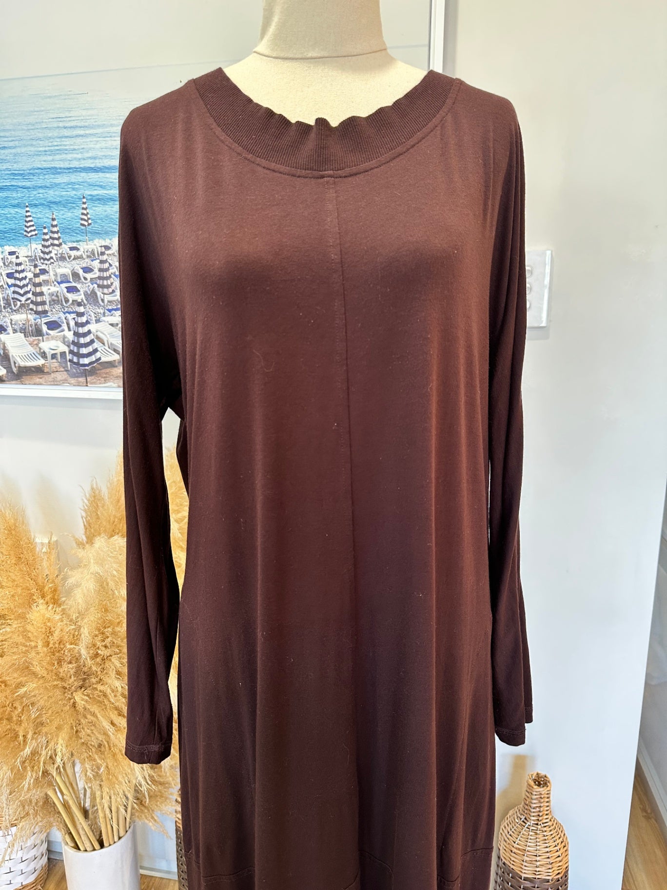 Foil - Long sleeve Dress - Small - Dark Brown