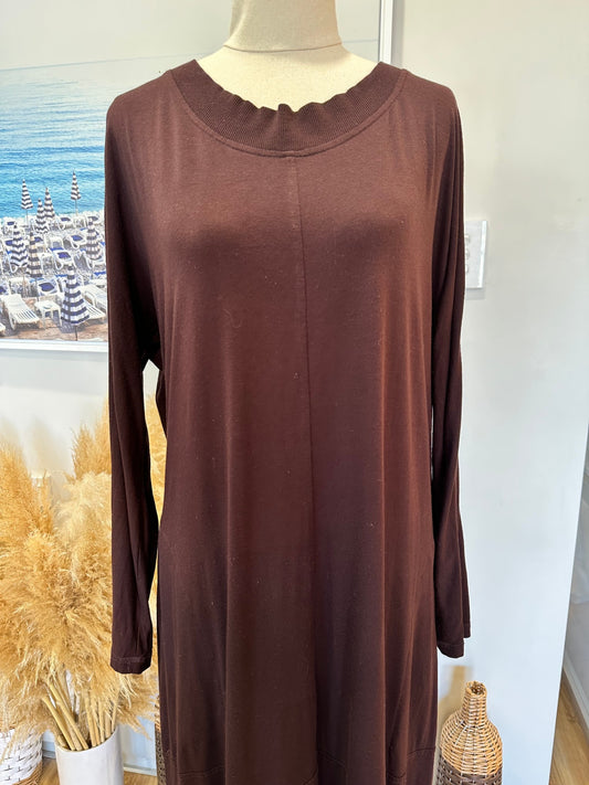 Foil - Long sleeve Dress - Small - Dark Brown