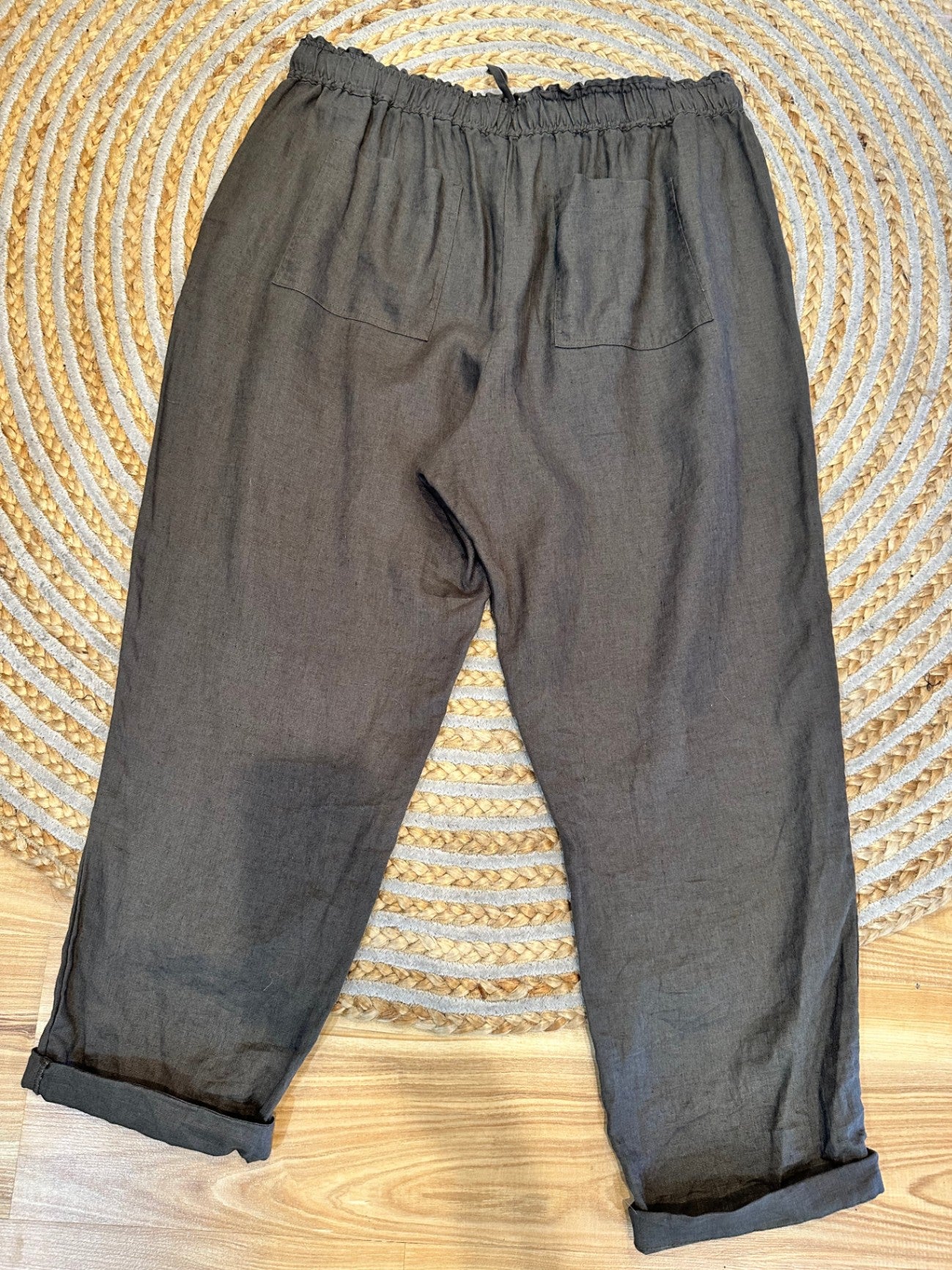 Zest - 100% Linen Pants - Size 16 - Green