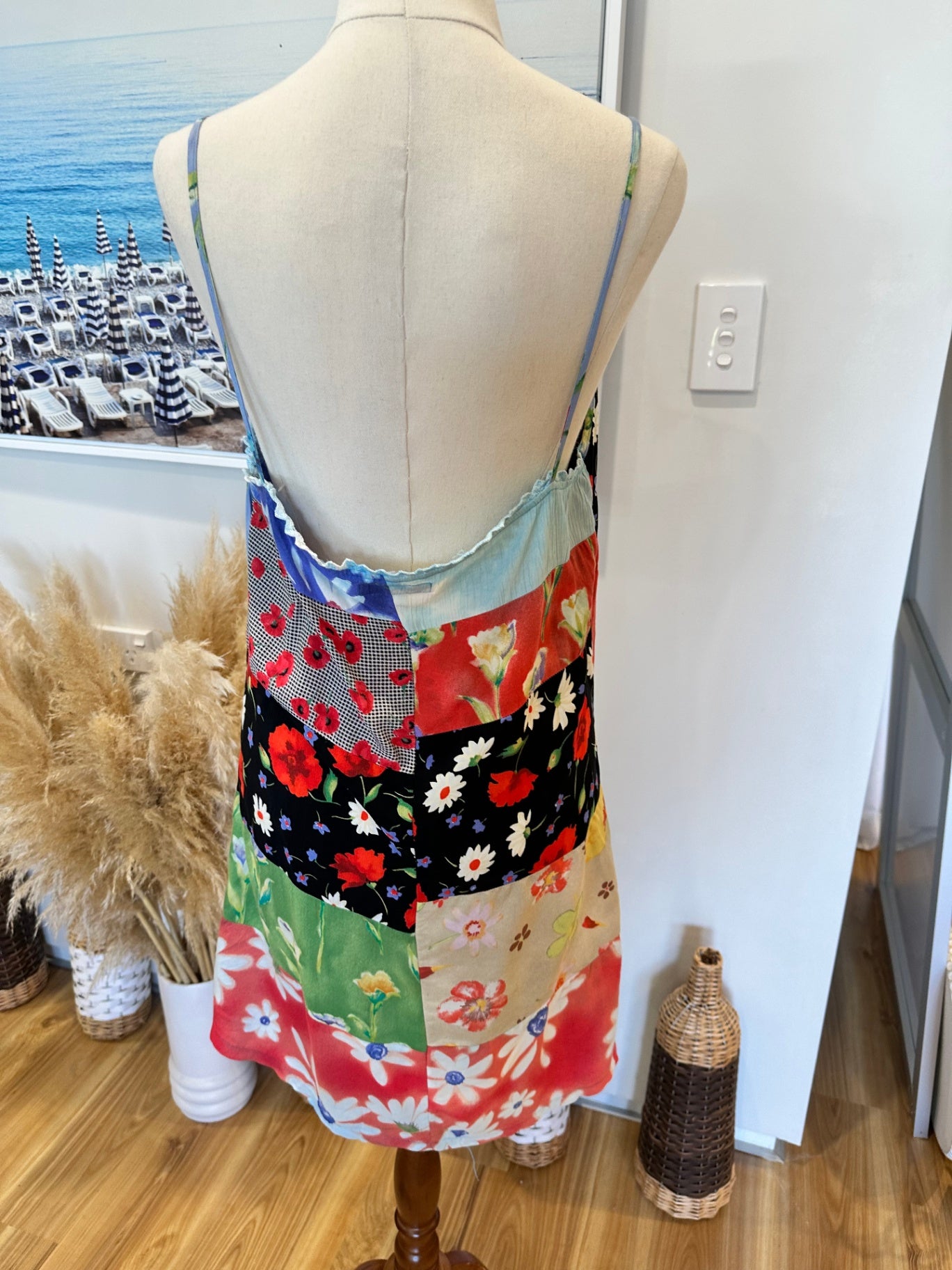 Anleo - Patchwork Babydoll Dress - Size Large