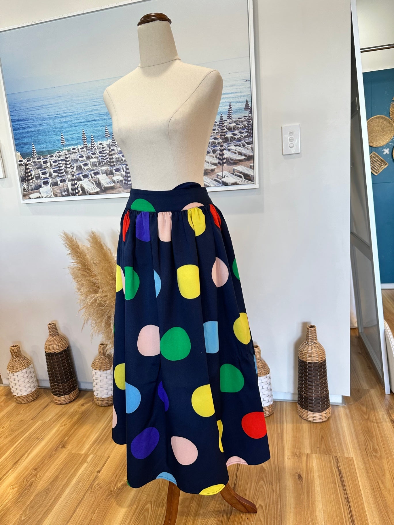 Frock Shop - Skirt - Large / Extra Large - Blue with Bright Dots