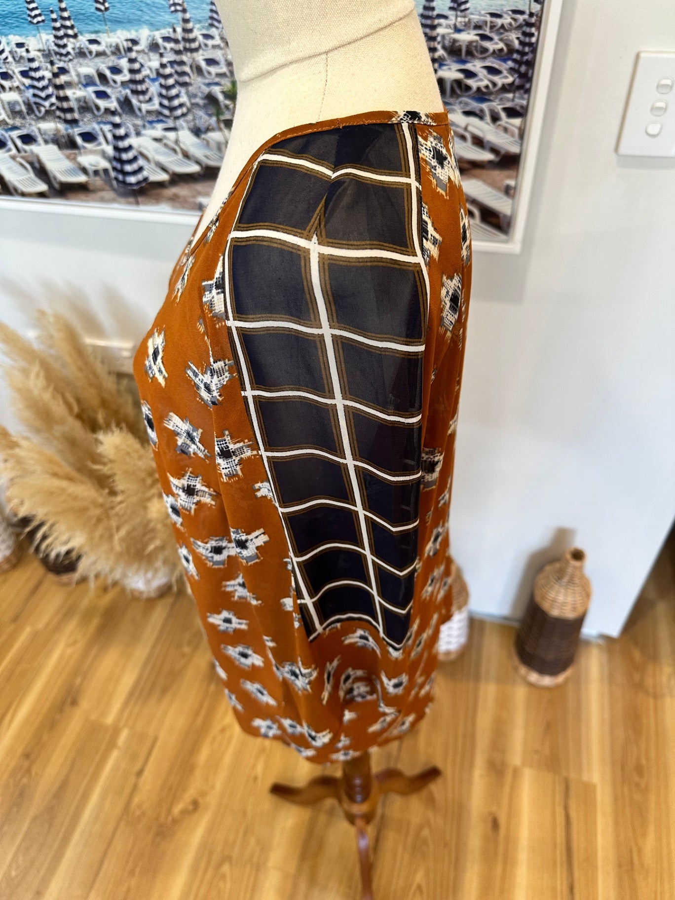 Blouse - Brown / Navy - Size 12