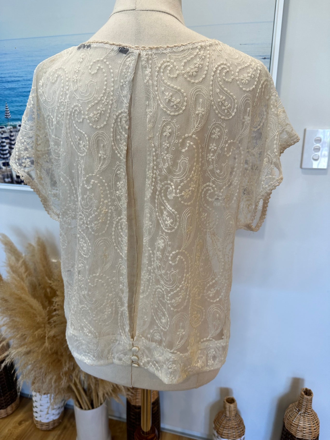 Batwing Blouse - Small / Medium - Cream/Off-white